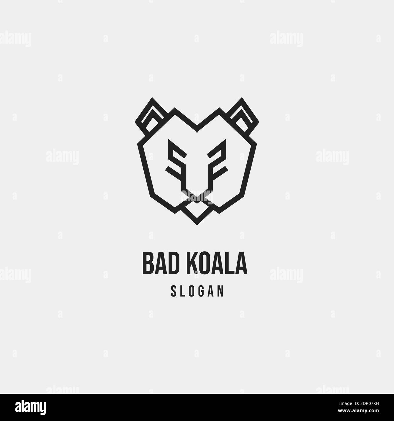 Semplice Bad Koala Logo Vector Template adatto per il gioco o. icona Illustrazione Vettoriale