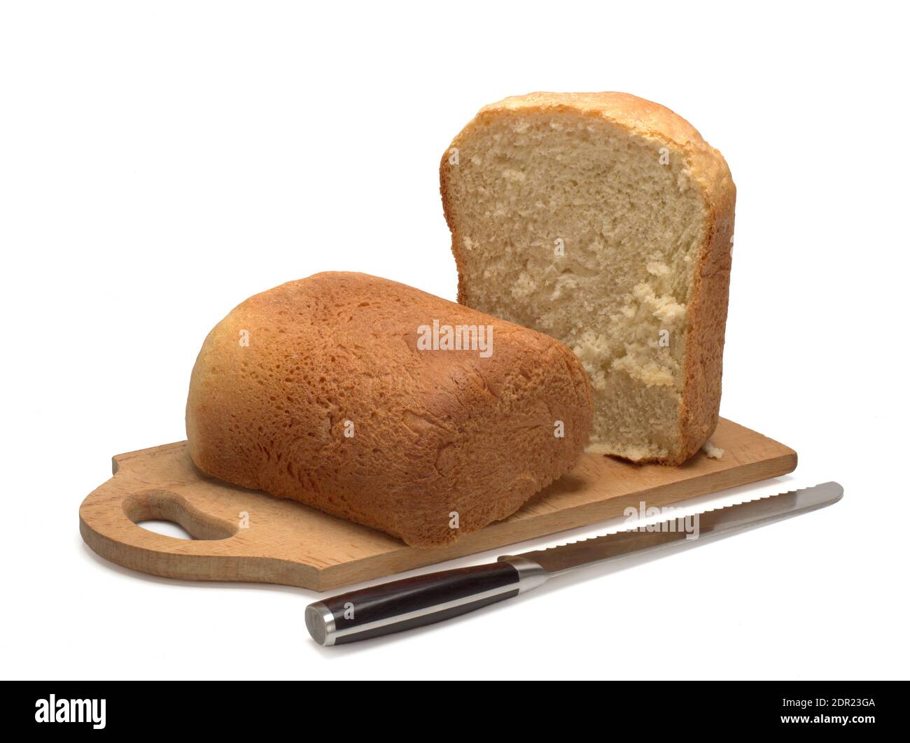 pane fresco su tavola di legno Foto Stock