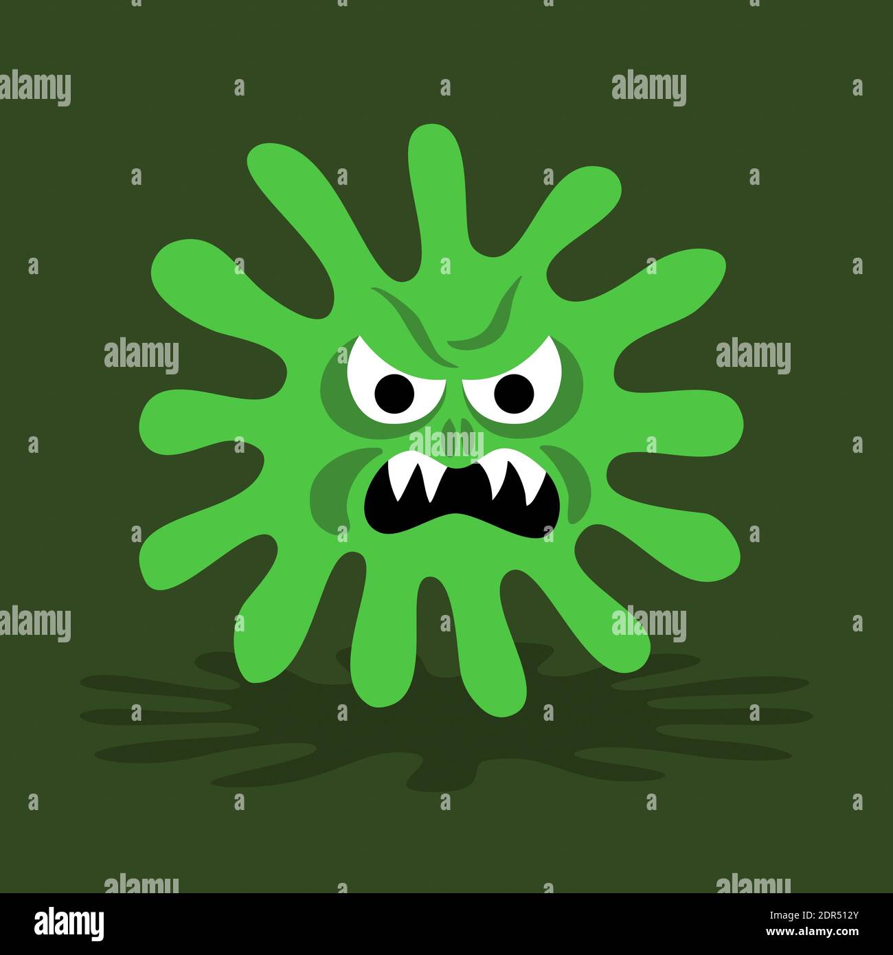 Virus e batteri pericolosi sono aggressivi - minaccia di malattie e malattie. Epidemia, pandemia, epidemia. Illustrazione vettoriale. Foto Stock