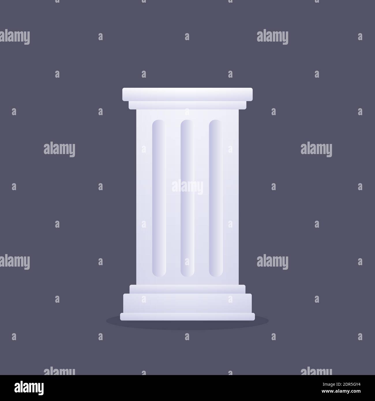 Colonna classica greca o romana. Antico pilastro dorico isolato su sfondo scuro. Immagine vettoriale clip art. Illustrazione Vettoriale