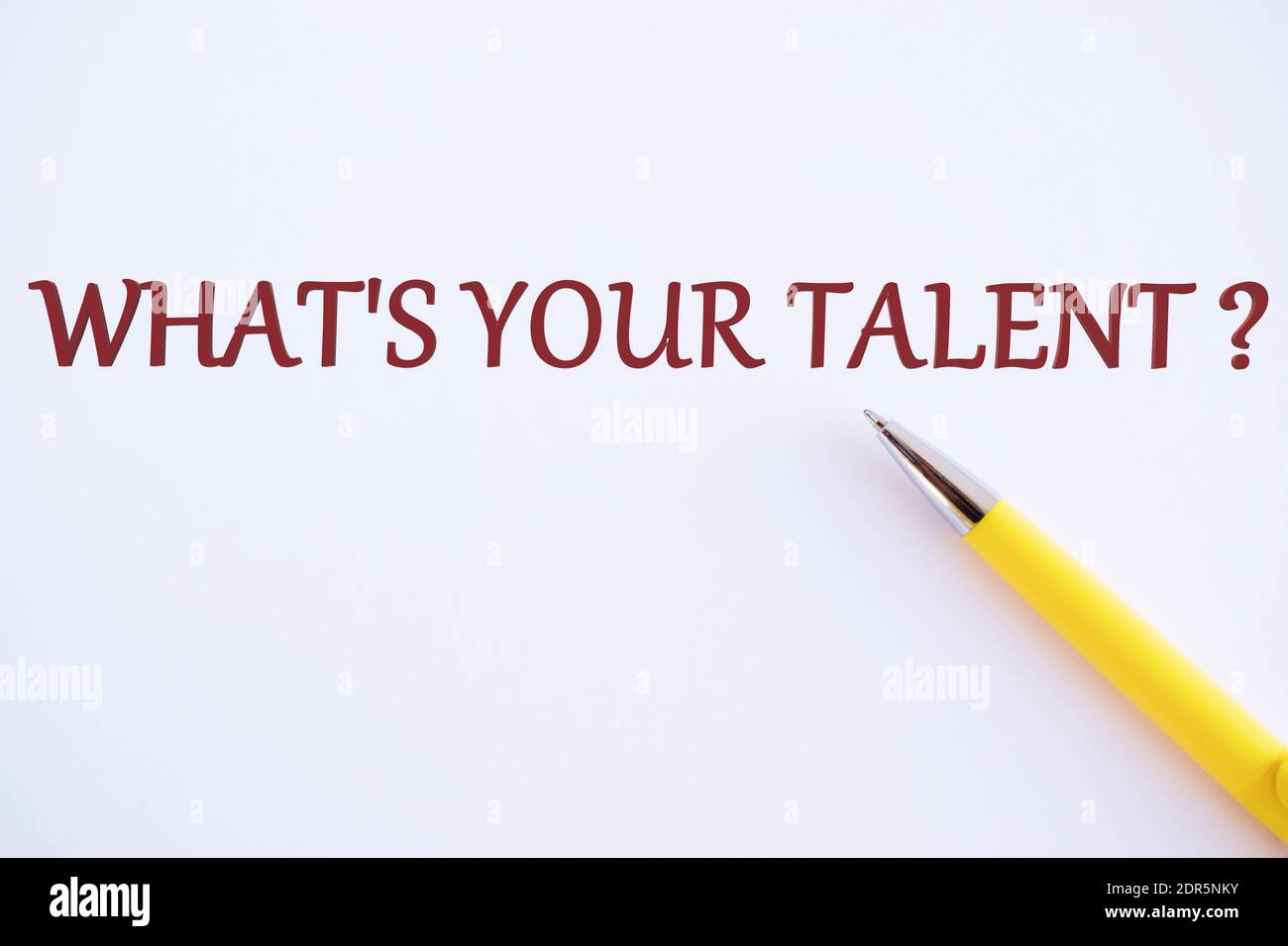 Che cosa è il vostro talento scritto su white paper, concetto che significa dimostrare abilità personali abilità attitudini conoscenza, spazio di copia Foto Stock