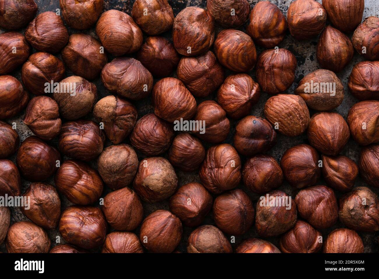 Filberti grezzi che riempiono il telaio Foto Stock