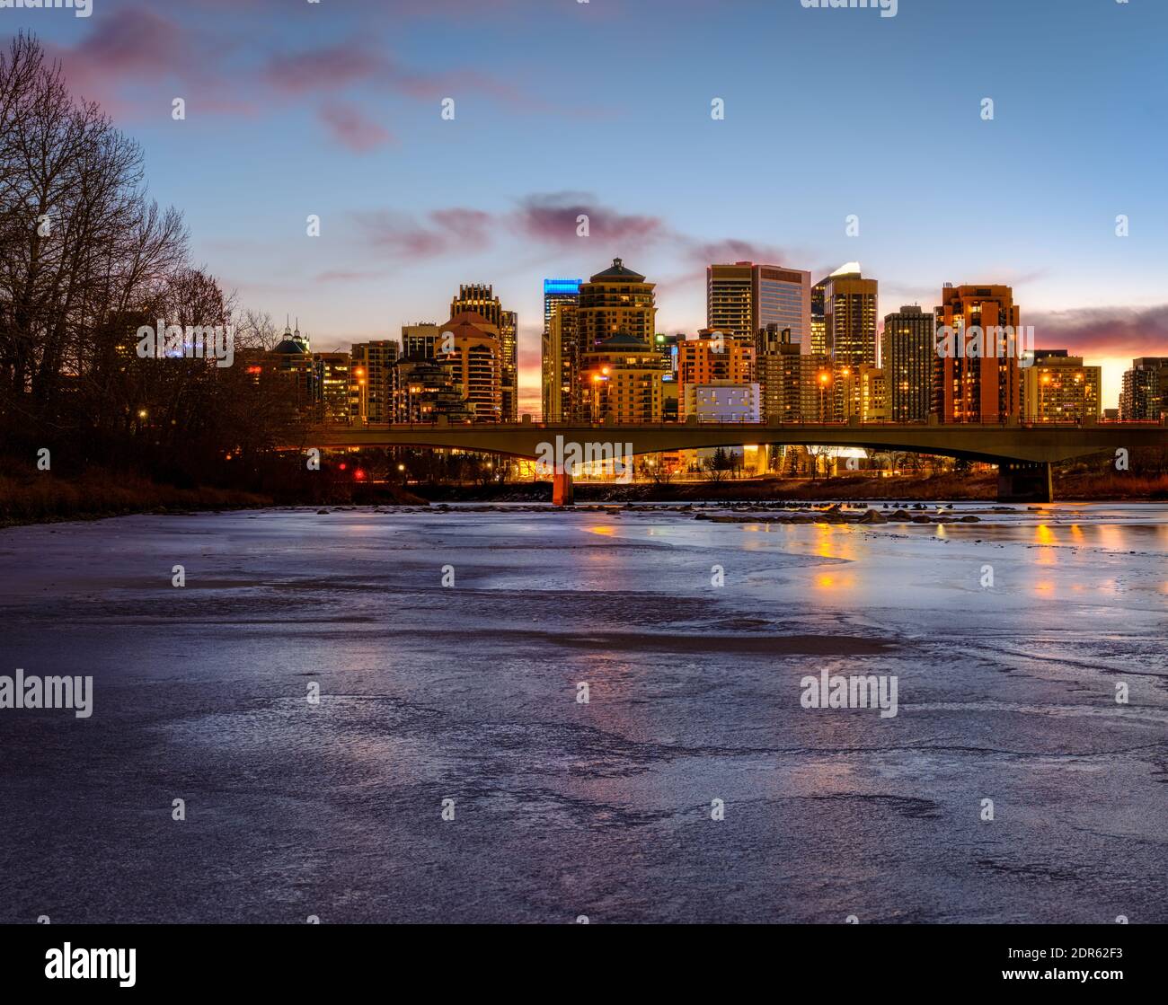 Sunrise-Calgary, fiume Alberta-Bow Foto Stock