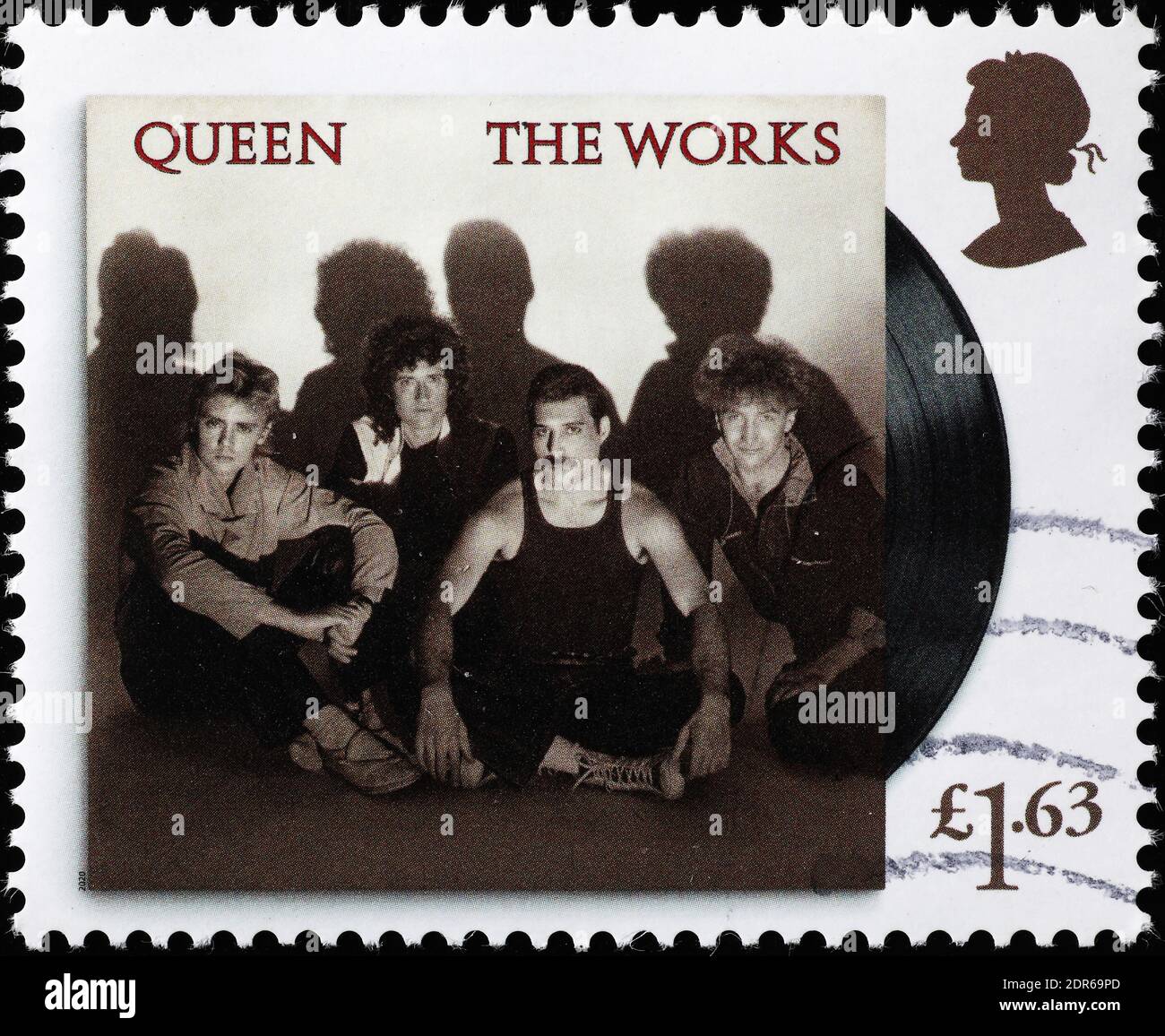 Copertina delle opere della Regina sul francobollo Foto Stock