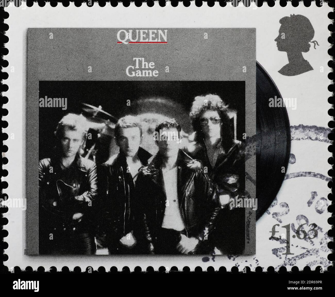 Copertina del gioco da parte della Regina sul francobollo Foto Stock