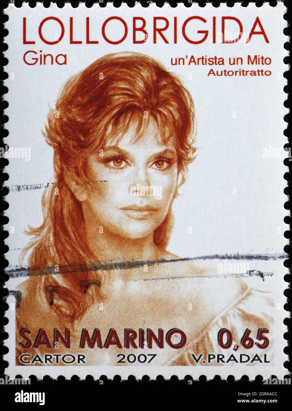 Gina Lollobrigida sul francobollo di Monaco Foto Stock
