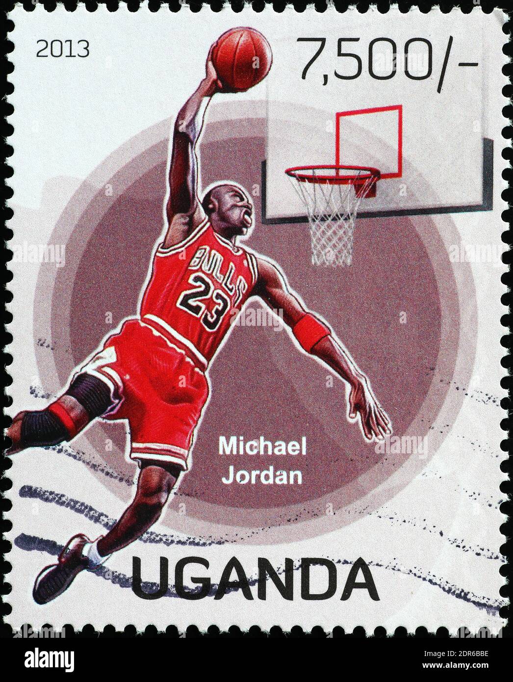 Michael Jordan sul francobollo dell'Uganda Foto Stock