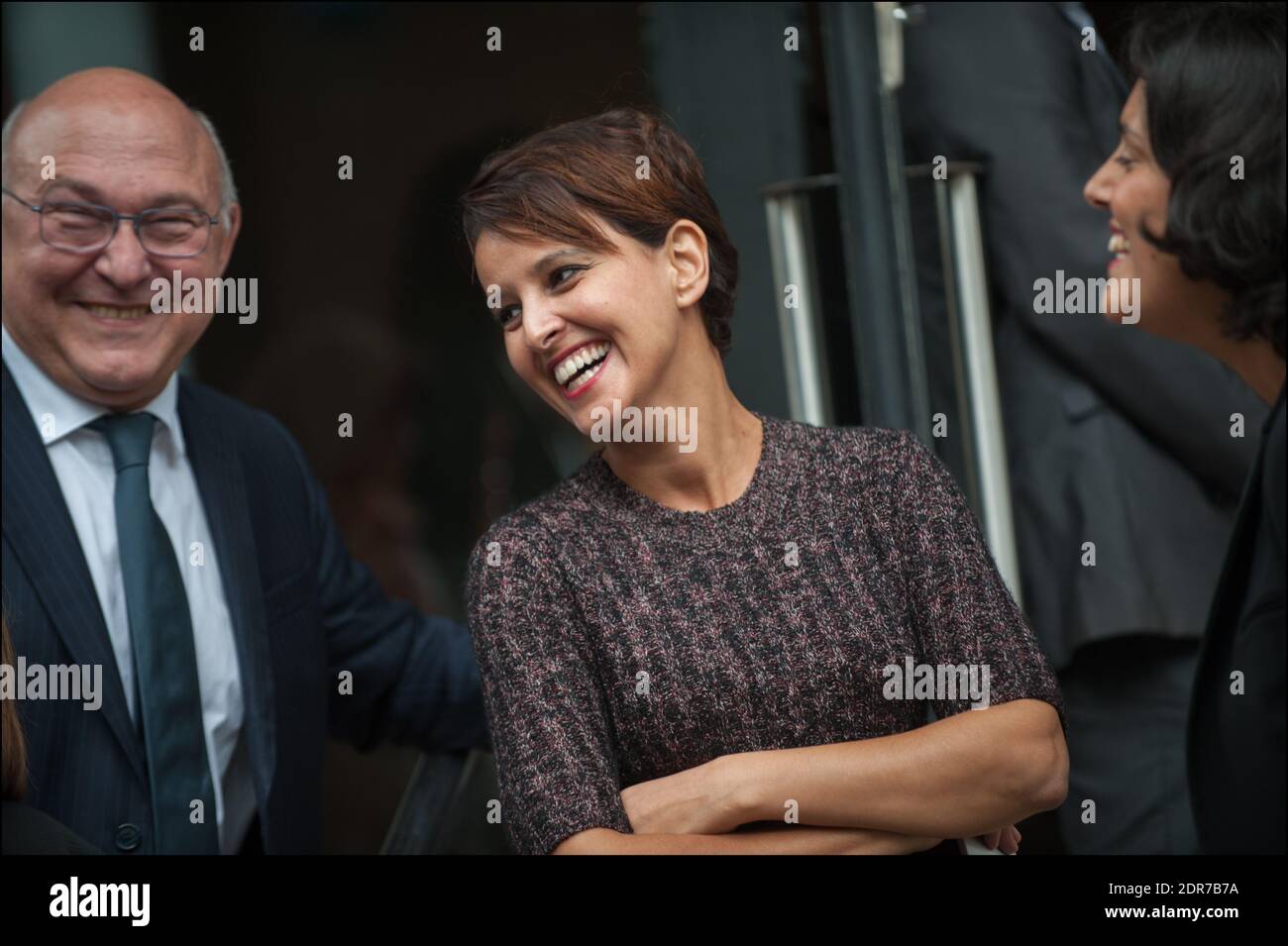 Francois Hollande cloture la cerimonie des 70 ans de la Secu, Presence des Ministres, Michel sapin, Najat Vallaud Belkacem, Marisol Touraine, Myriam El Khomri Foto Stock