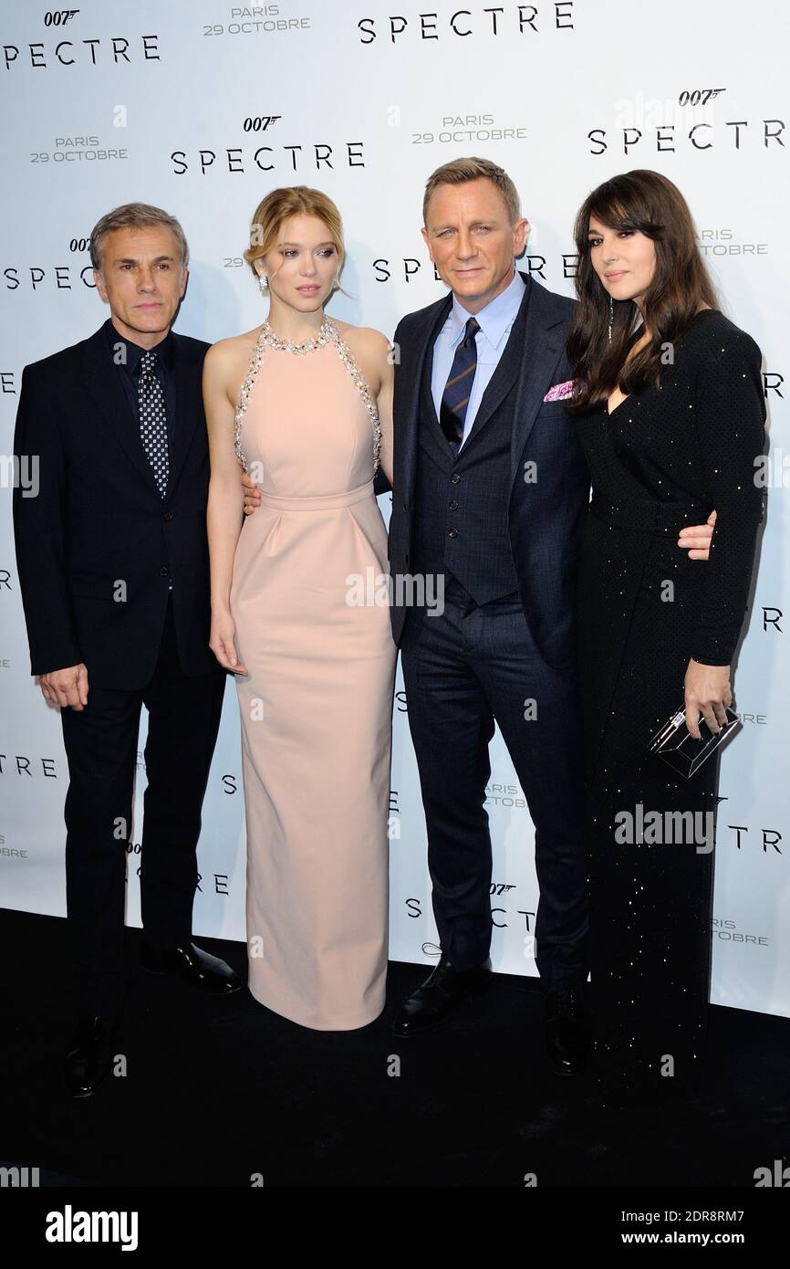 Christoph Waltz, Lea Seydoux, Daniel Craig e Monica Bellucci al cinema Grand Rex di Parigi, Francia, il 29 ottobre 2015, alla Spectre french Premiere (James Bond) del 007. Foto di Aurore Marechal/ABACAPRESS.COM Foto Stock