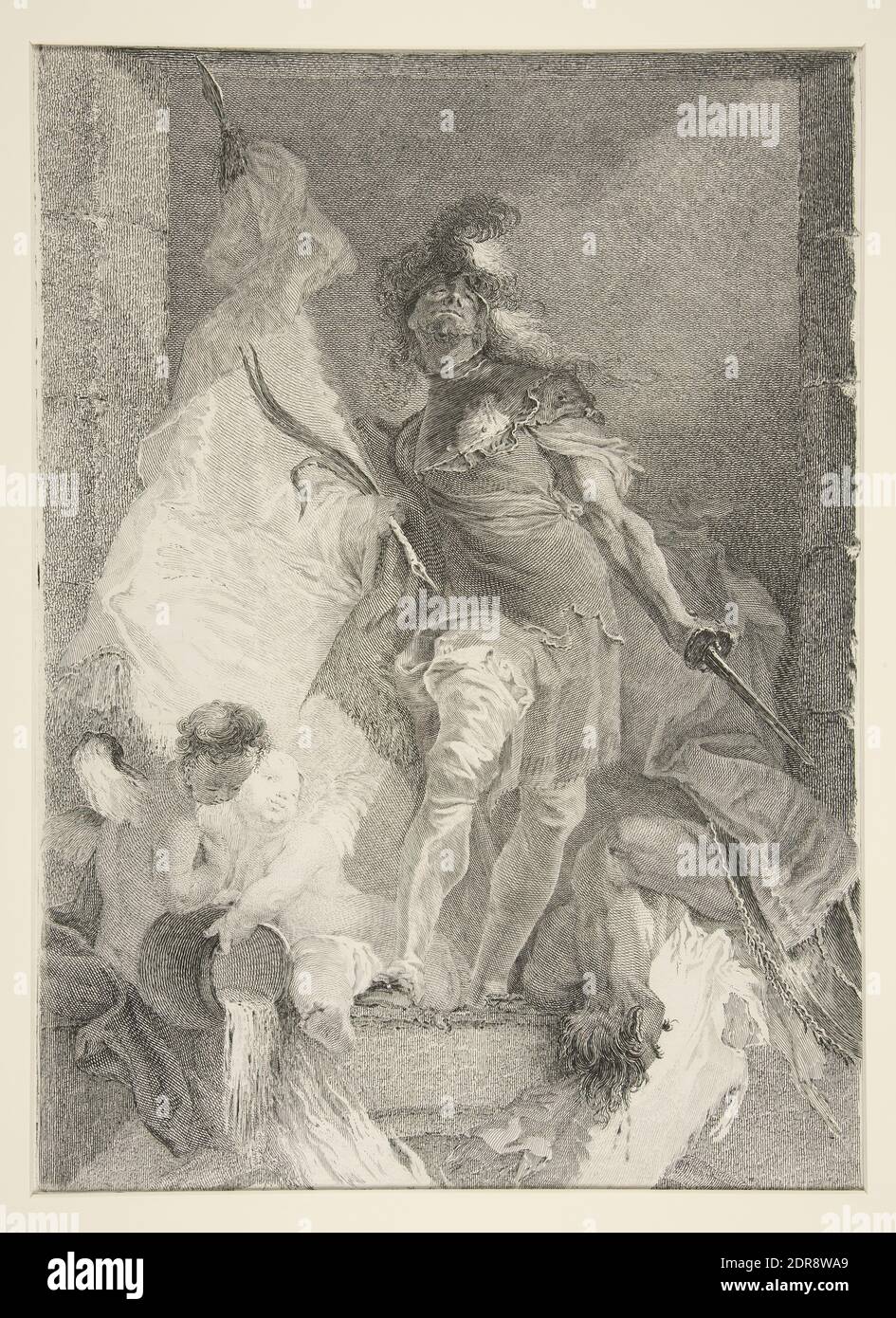 Etcher: Sconosciuto, dopo: Franz Anton Maulpertsch, Austriaco, 1724–1796, Saint Florian, ca. 1760–65, incisione, incisione, e cartongesso su carta deformata, foglio: 41.4 × 30 cm (16 5/16 × 11 13/16 in.), Made in Austria, Austriaco, XVIII secolo, opere su carta - stampe Foto Stock