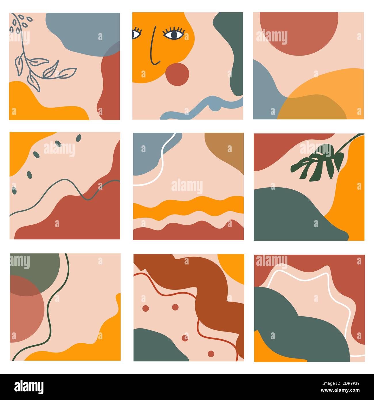 astratto carino insieme collezione forme disegnate a mano modello stampa banner carta da parati piatta Illustrazione Vettoriale