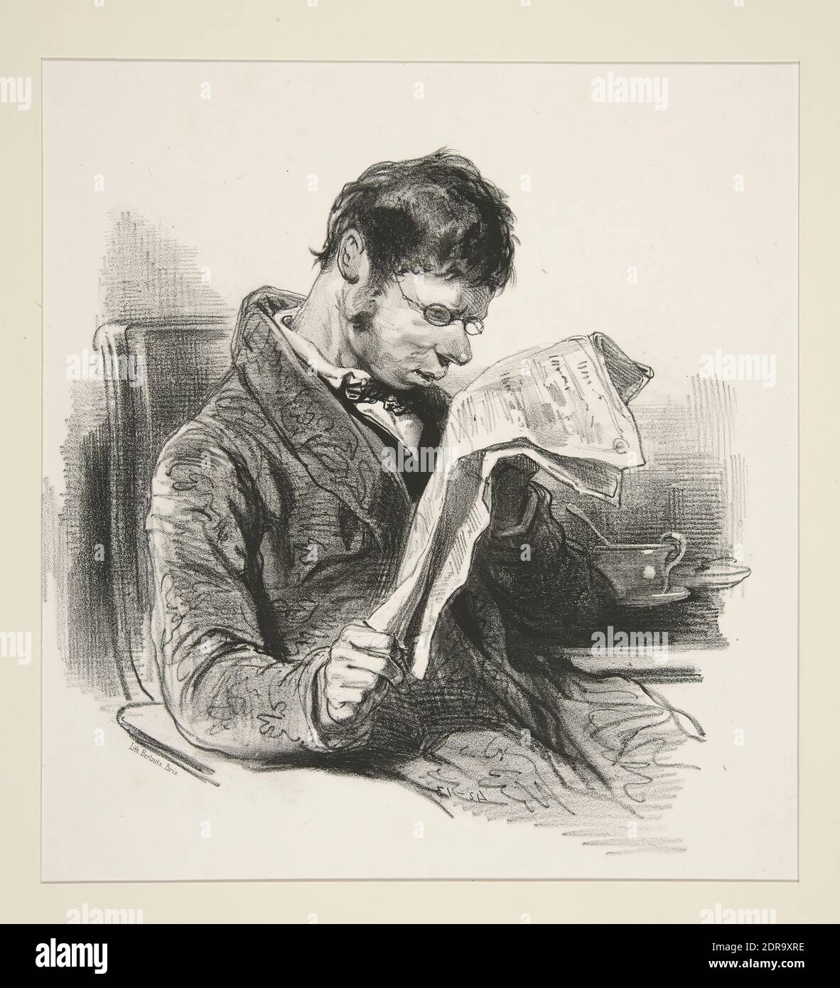Artista: Paul Gavarni, francese, 1804–1866, l’Annonce et la Reclame, litografia, francese, XIX secolo, opere su carta - stampe Foto Stock