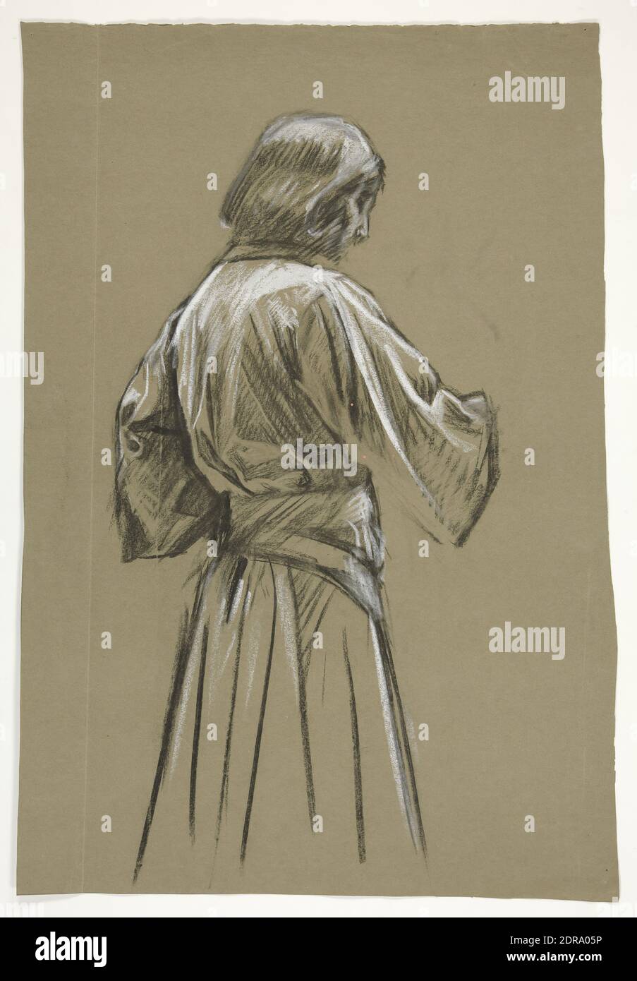 Artista: Edwin Austin Abbey, americano, 1852–1911, M.A., 1897, Studio grafico per la Tavola rotonda di Re Artù, dalla quest of the Holy Graal (una serie di 15 dipinti per la Biblioteca pubblica di Boston, completata nel 1901), calchi bianchi e neri, wove verde-marrone, 67.9 × 46.6 cm (26 3/4 × 18 3/8 in.), Made in United States, American, 19th Century, Works on Paper - disegni e acquerelli Foto Stock