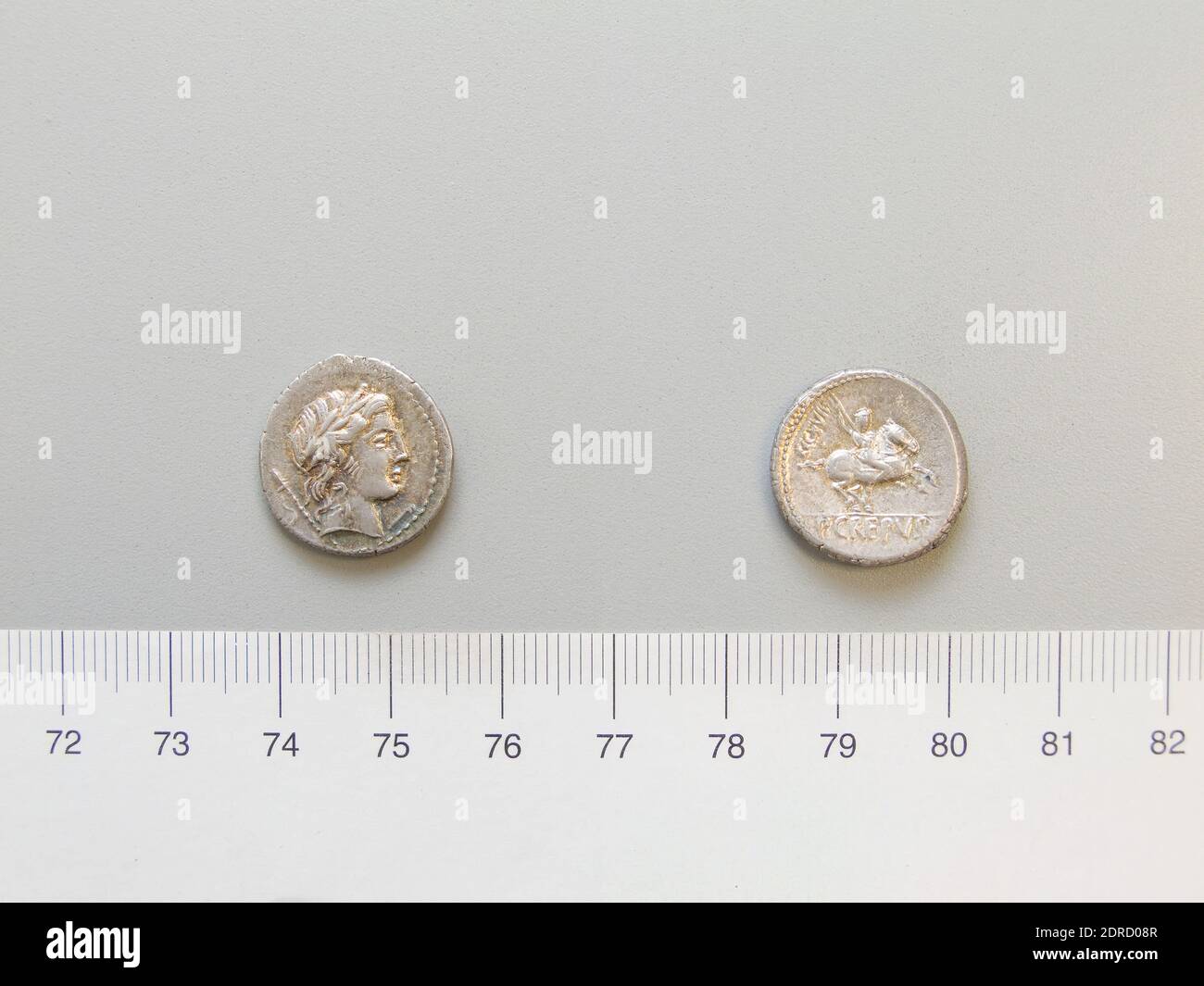 Menta: Roma, Magistrato: P. Crepusius, Denario di Roma, 82 a.C., Argento, 3.97 g, 7:00, 17.8 mm, Made in Rome, Italy, Roman, i secolo a.C., Numismatica Foto Stock