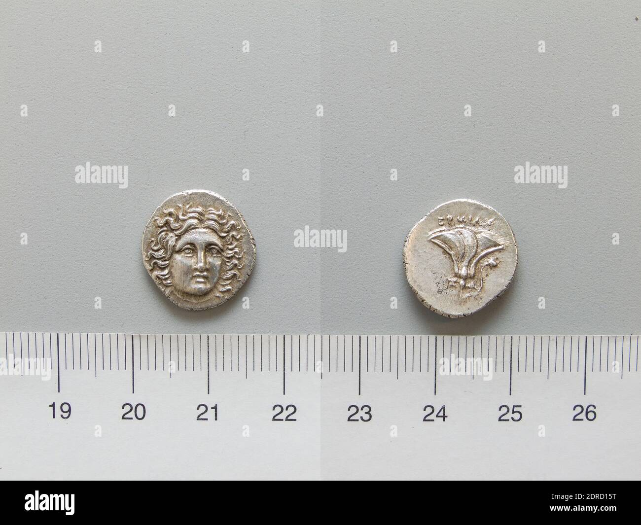 Governatore: Perseo, re di Macedonia, ca. 212–166 a.C., governato 178–168 a.C.: Rodi, moneta di Perseo, re di Macedonia di Rodi, 170–168 a.C. (?), Argento, 2.73 g, 12:00, 16.5 mm, fatto a Rodi, Greco, II secolo a.C., Numismatica Foto Stock