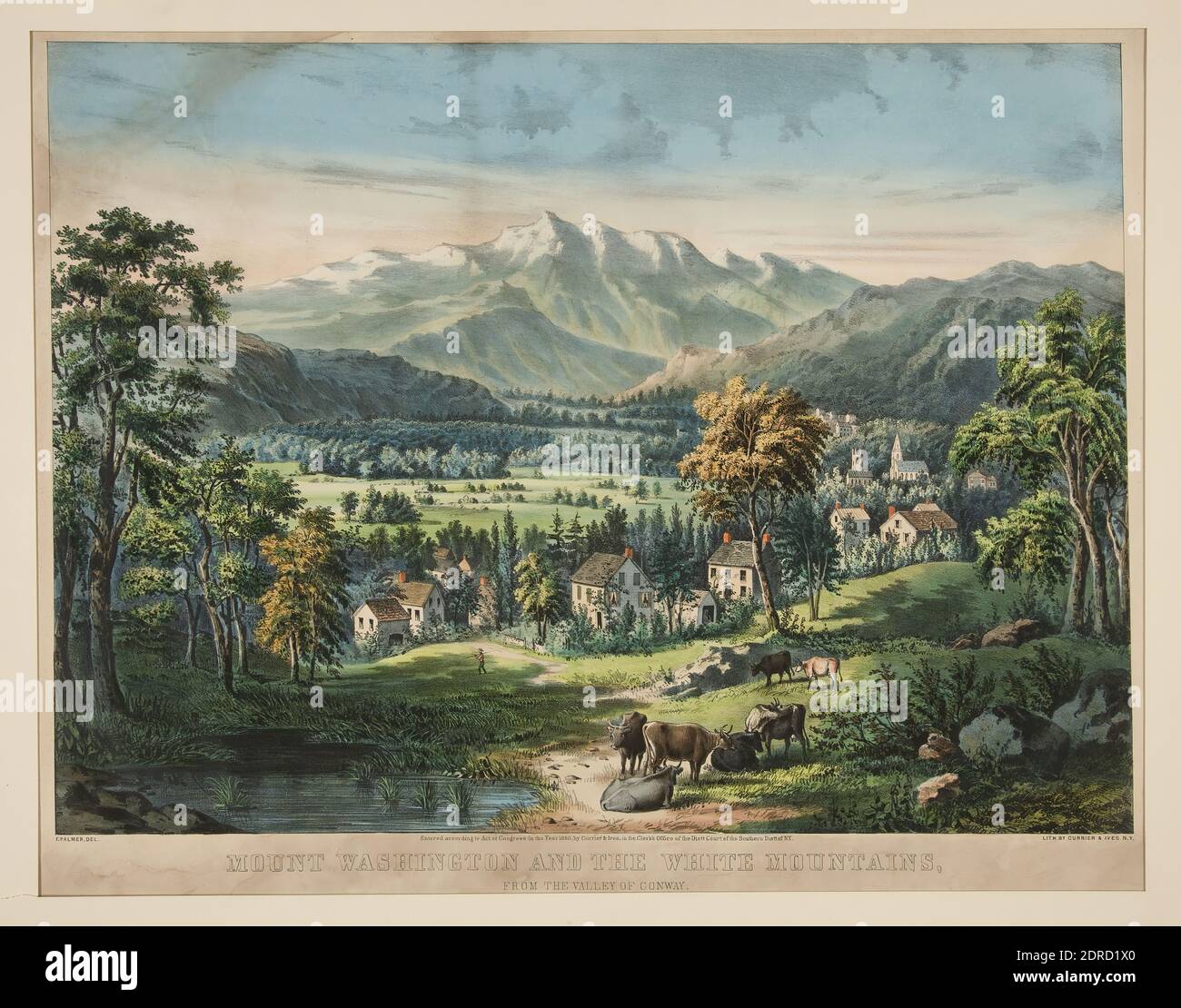 Artist: Frances Flora Bond Palmer, American, 1812–1876, Publisher: Currier &amp; Ives, American, Active 1834–1907, Mount Washington and the White Mountains, litografia, foglio: 46.2 × 60.1 cm (18 3/16 × 23 11/16 in.), Made in United States, American, 19th Century, Works on Paper - Prints Foto Stock