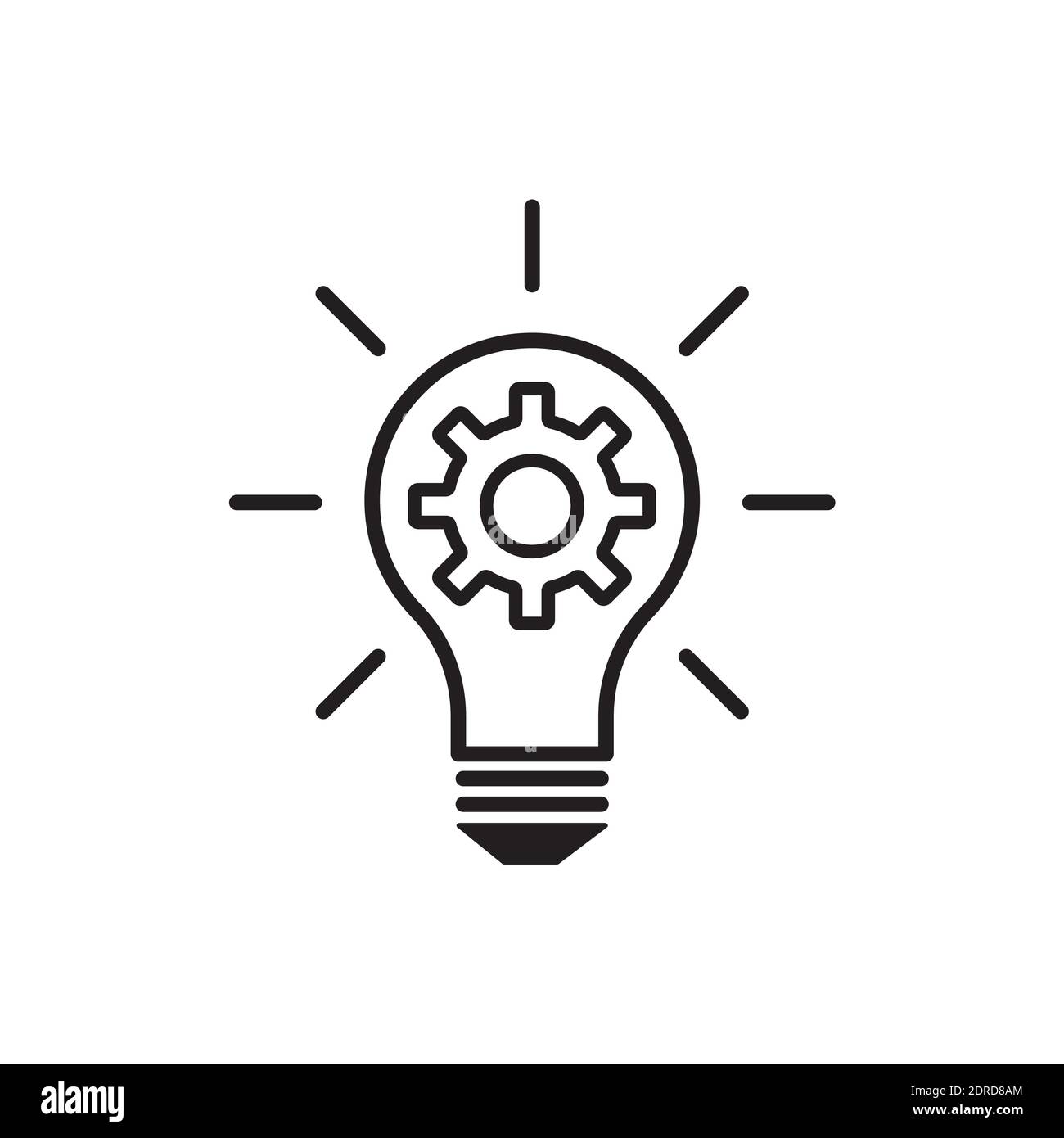 Lampadina e COG Inside Icon Vector Innovation Concept per grafica, logo, sito web, social media, app mobile, illustrazione dell'interfaccia utente Illustrazione Vettoriale