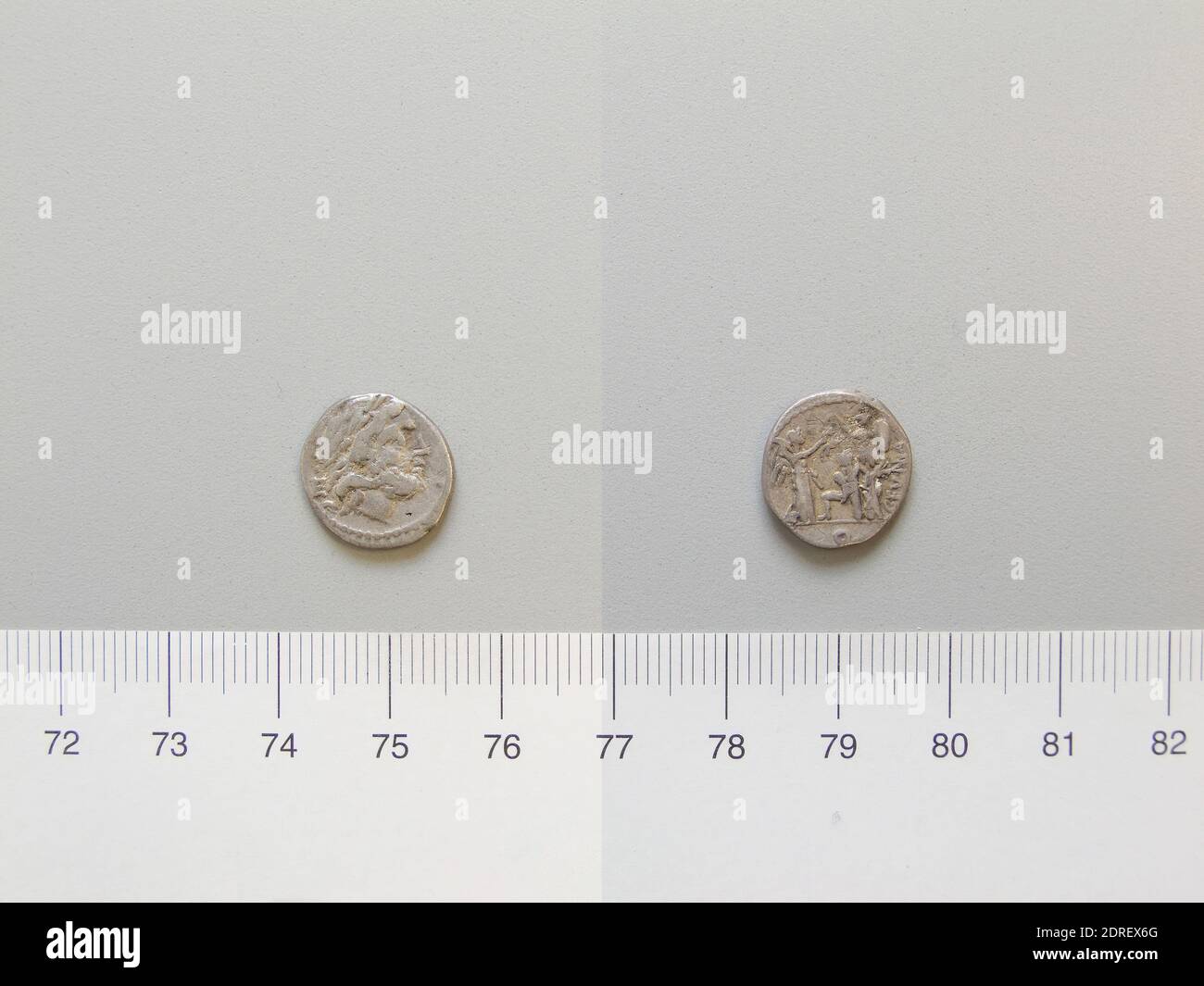 101 a.C., Argento, 1.76 g, 7:00, 14.00 mm, Made in Rome, Italy, Roman, II secolo a.C., Numismatica Foto Stock
