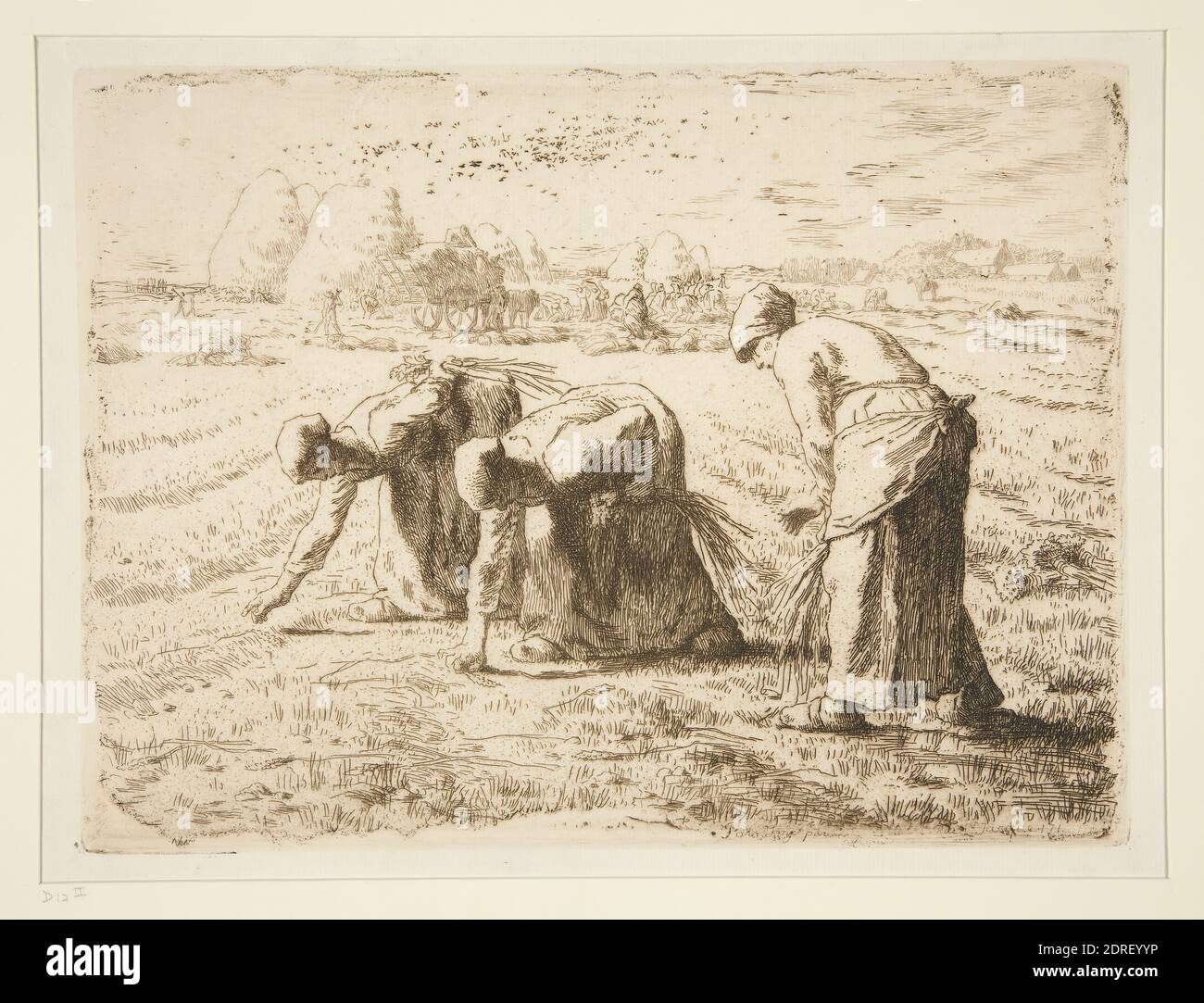 Artista: Jean-François Millet, francese, 1814–1875, Les Glaneuses (i Gleaners), incisione, platemark: 19.2 × 25.2 cm (7 9/16 × 9 15/16 pollici), francese, XIX secolo, opere su carta - stampe Foto Stock