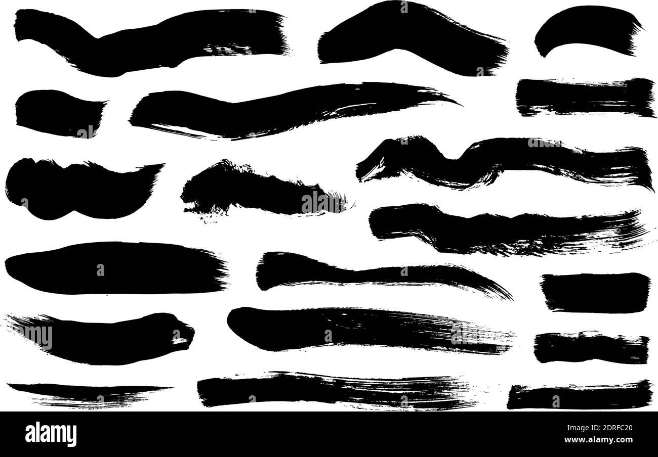 Collezione di pennellate di vernice nera grungy vettoriale Illustrazione Vettoriale