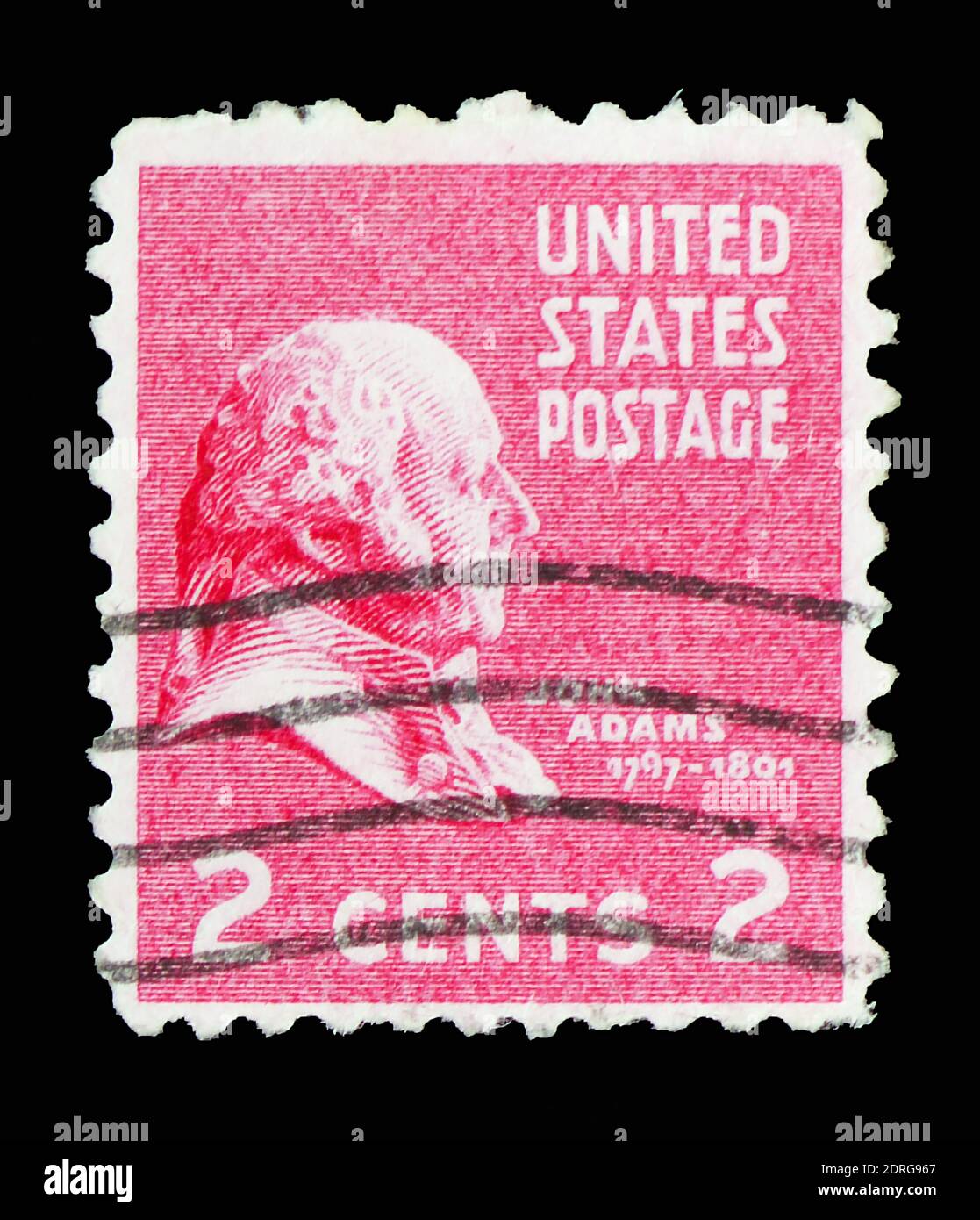 MOSCA, RUSSIA - 10 FEBBRAIO 2019: Un francobollo stampato negli Stati Uniti mostra John Adams (1735-1826), secondo presidente degli Stati Uniti, numero presidenziale Foto Stock