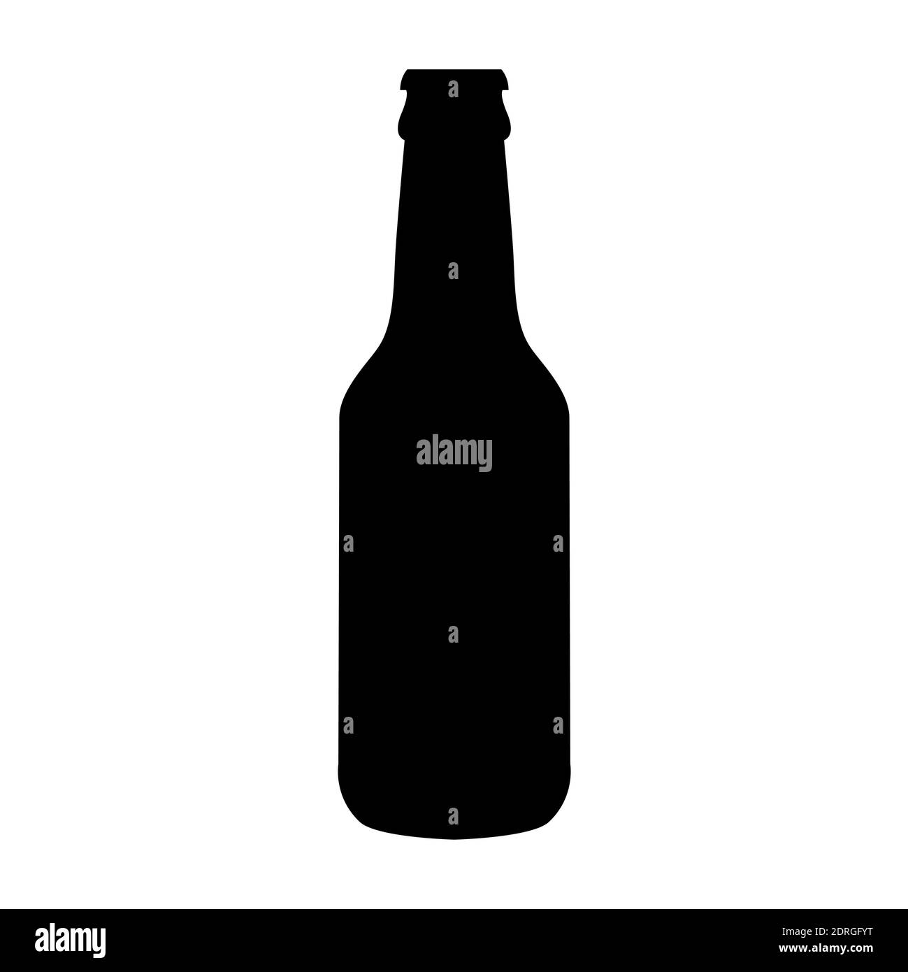 Icona di una bottiglia di birra piatta isolata su sfondo bianco . Illustrazione Vettoriale