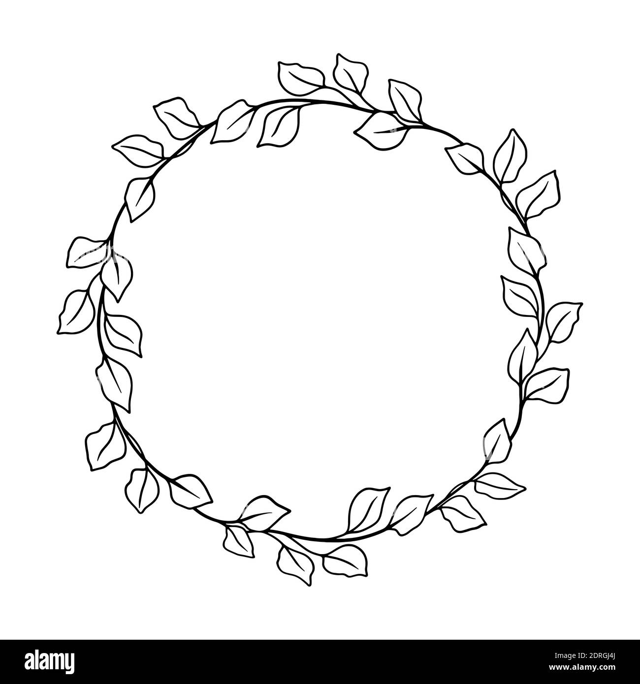 corona di alloro ack. Fotogramma monogramma vettoriale. Fiore foglia di vite ornamento per carte e inviti. Illustrazione vettoriale Illustrazione Vettoriale