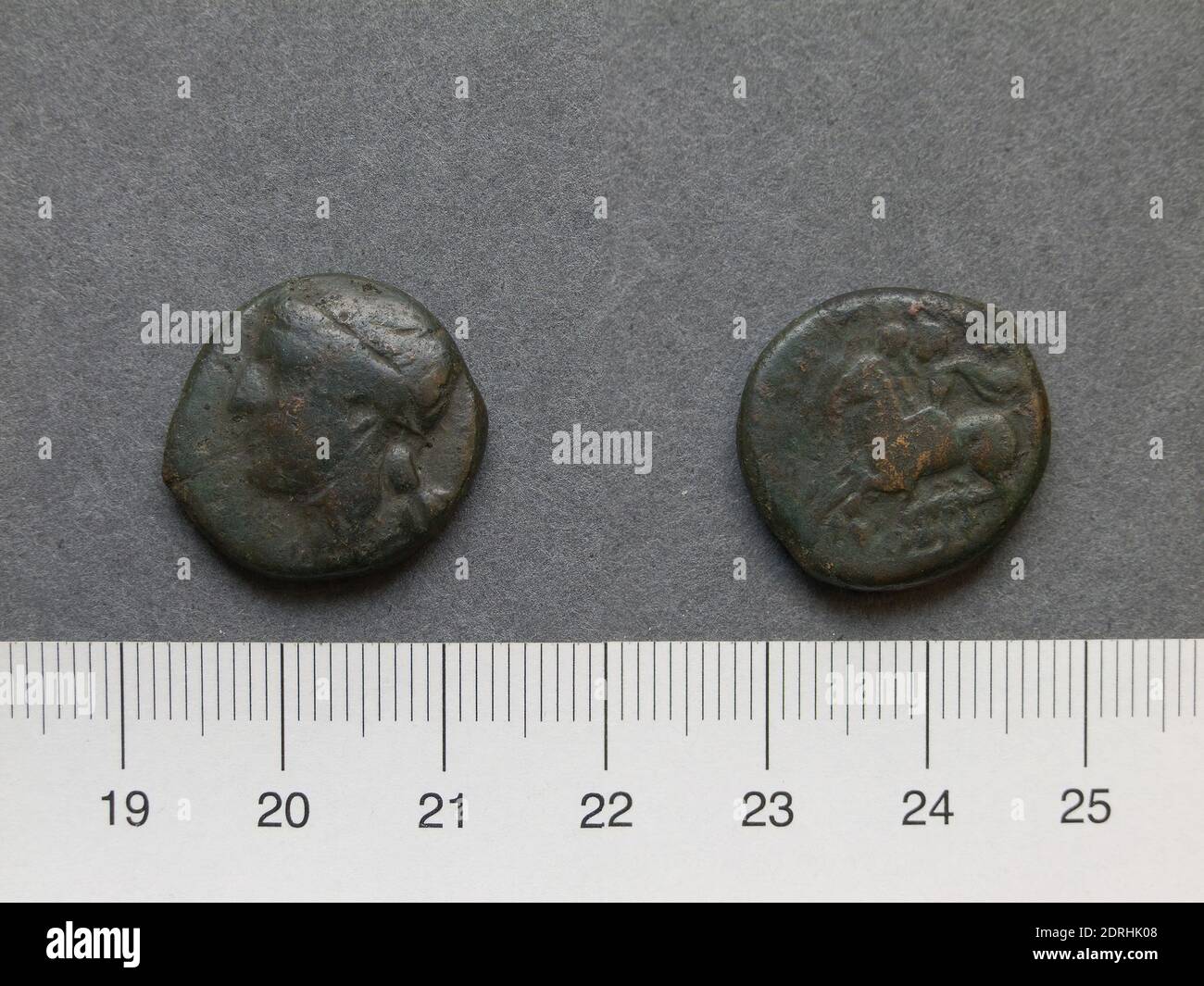 Menta: Nucaria, moneta da Nucaria, 250–225 a.C., Bronzo, 7.00 g, 1:00, 20.4 mm, prodotto in Nucaria, greco, III secolo a.C., Numismatica Foto Stock