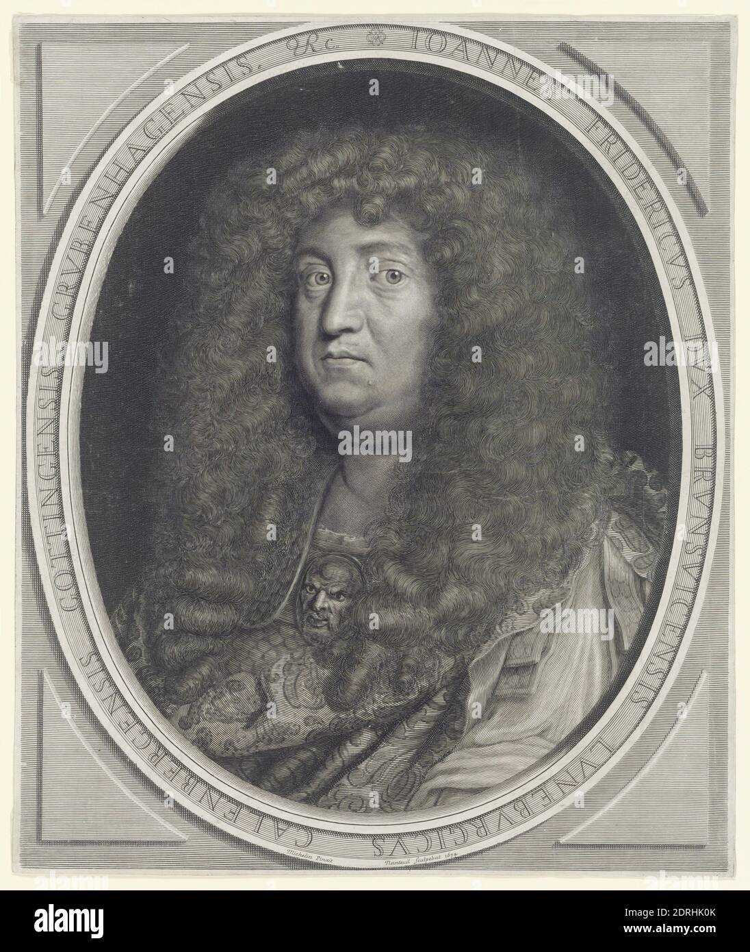 Incisore: Robert Nanteuil, francese, 1623–1678, dopo: Jean Michelin, francese, 1623–1695, Jean-Frédéric, Duc de Brunswick-Lunebourg (Duca di Brunswick-Lunebourg), incisione, foglio: 46.51 × 39.37 cm (18 5/16 × 15 1/2 in.), francese, XVII secolo, opere su carta - stampe Foto Stock