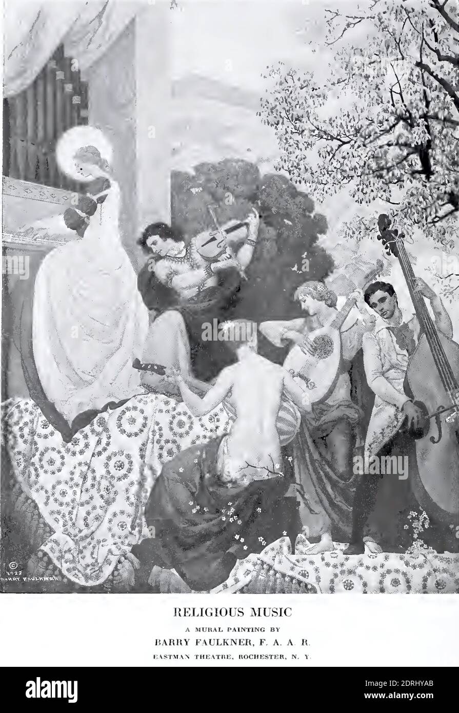 Fotografia d'epoca del murale di Barry Faulkner all'Eastman Theatre di Rochester, New York completata nel 1922. Foto Stock