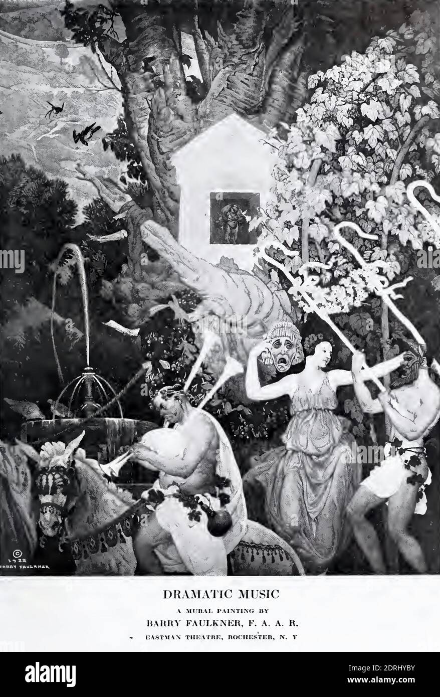 Musica drammatica un murale di Barry Faulkner dal teatro Eastman, Rochester, New York, Stati Uniti, risalente al 1922 Foto Stock