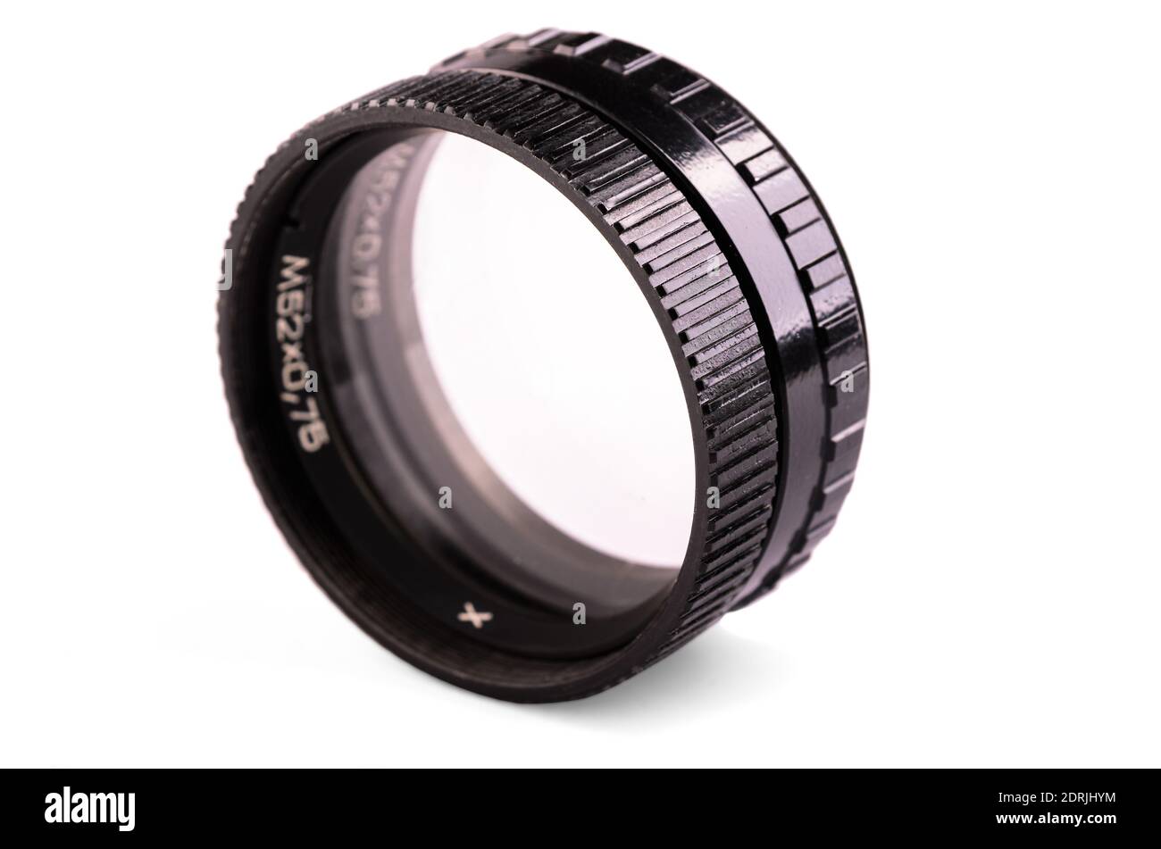 filtro dell'obiettivo su sfondo bianco Foto Stock