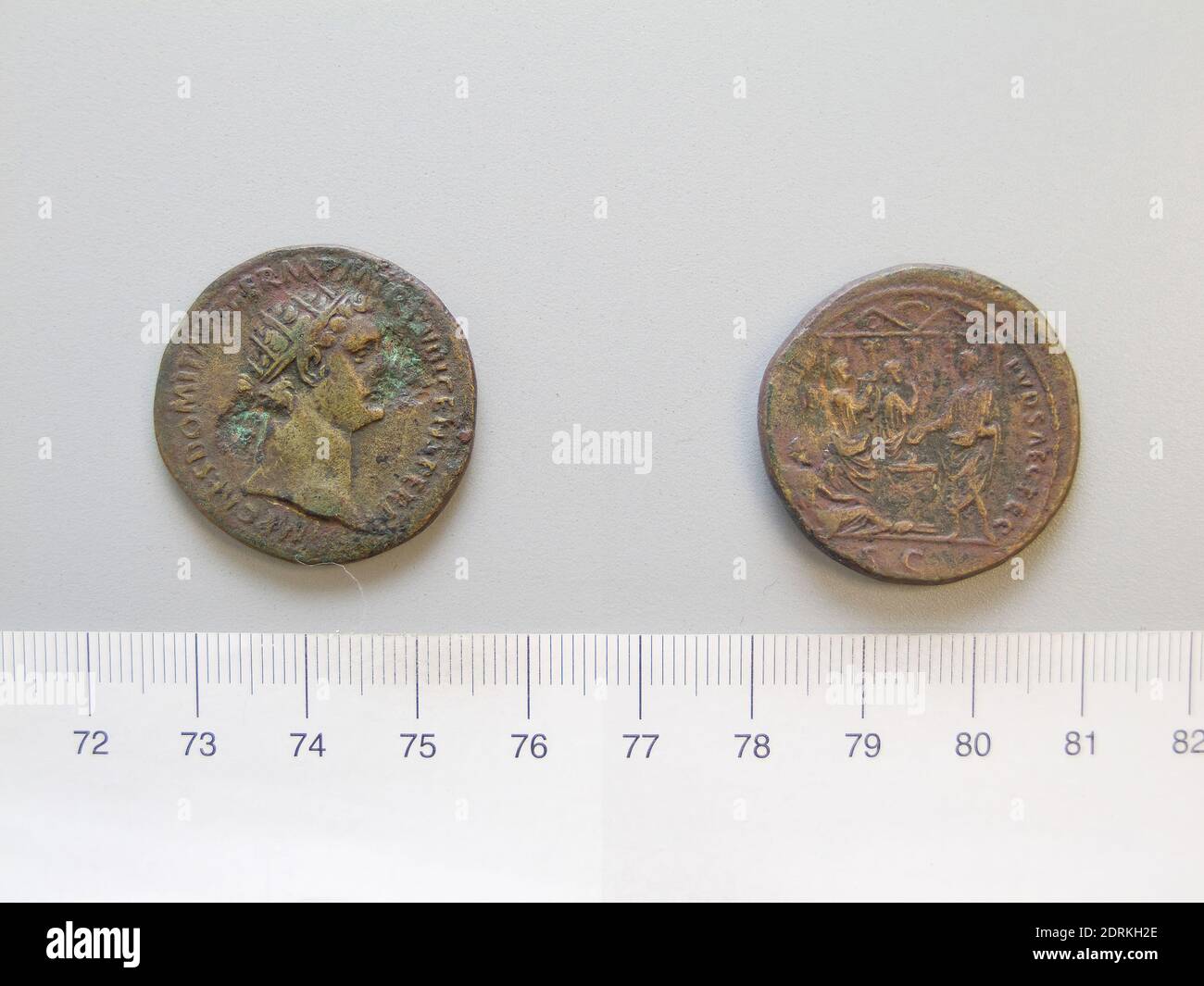 Dominatore: Domiziano, Imperatore di Roma, 51–96 d.C., governato 81–96, Zecca: Roma, Dupondius di Domiziano, Imperatore di Roma, 88, Bronzo, 12.29 g, 5:00, 29.4 mm, fatto a Roma, Italia, Romano, i secolo d.C., Numismatica Foto Stock