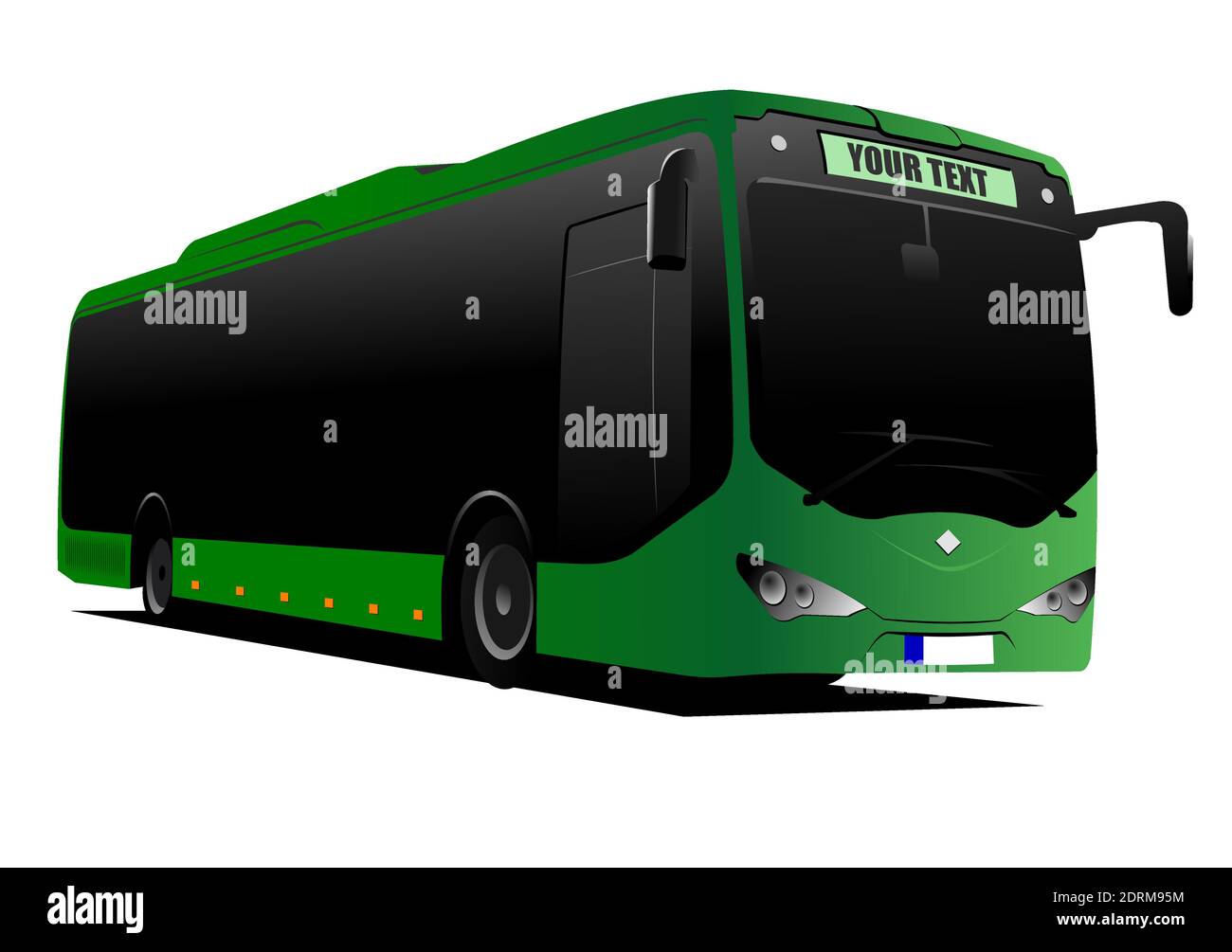 Verde turistico o autobus della città sulla strada. Allenatore. Illustrazione vettoriale Illustrazione Vettoriale