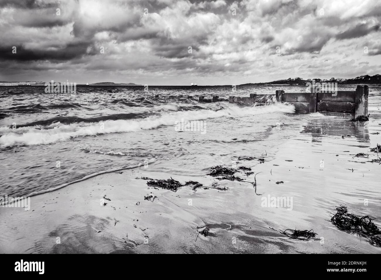 Ballyholme Beach a Bangor, County giù su Belfast Lough, Irlanda del Nord Foto Stock