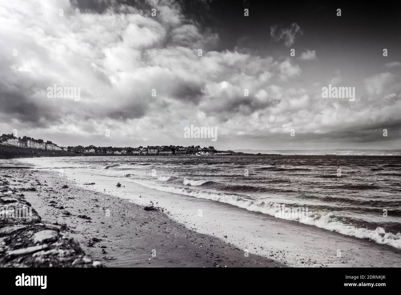 Ballyholme Beach a Bangor, County giù su Belfast Lough, Irlanda del Nord Foto Stock