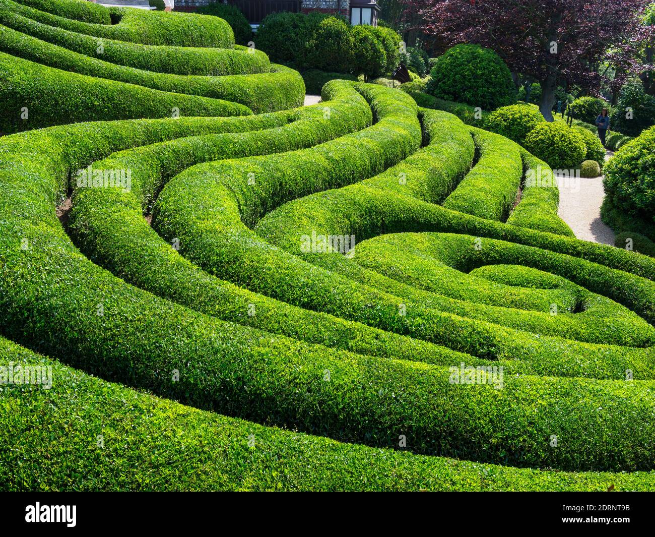 Les Jardins d’Etretat è un giardino neo-futuristico che si estende sulle scogliere della Costa d’Alabastro, in Normandia, in Francia Foto Stock