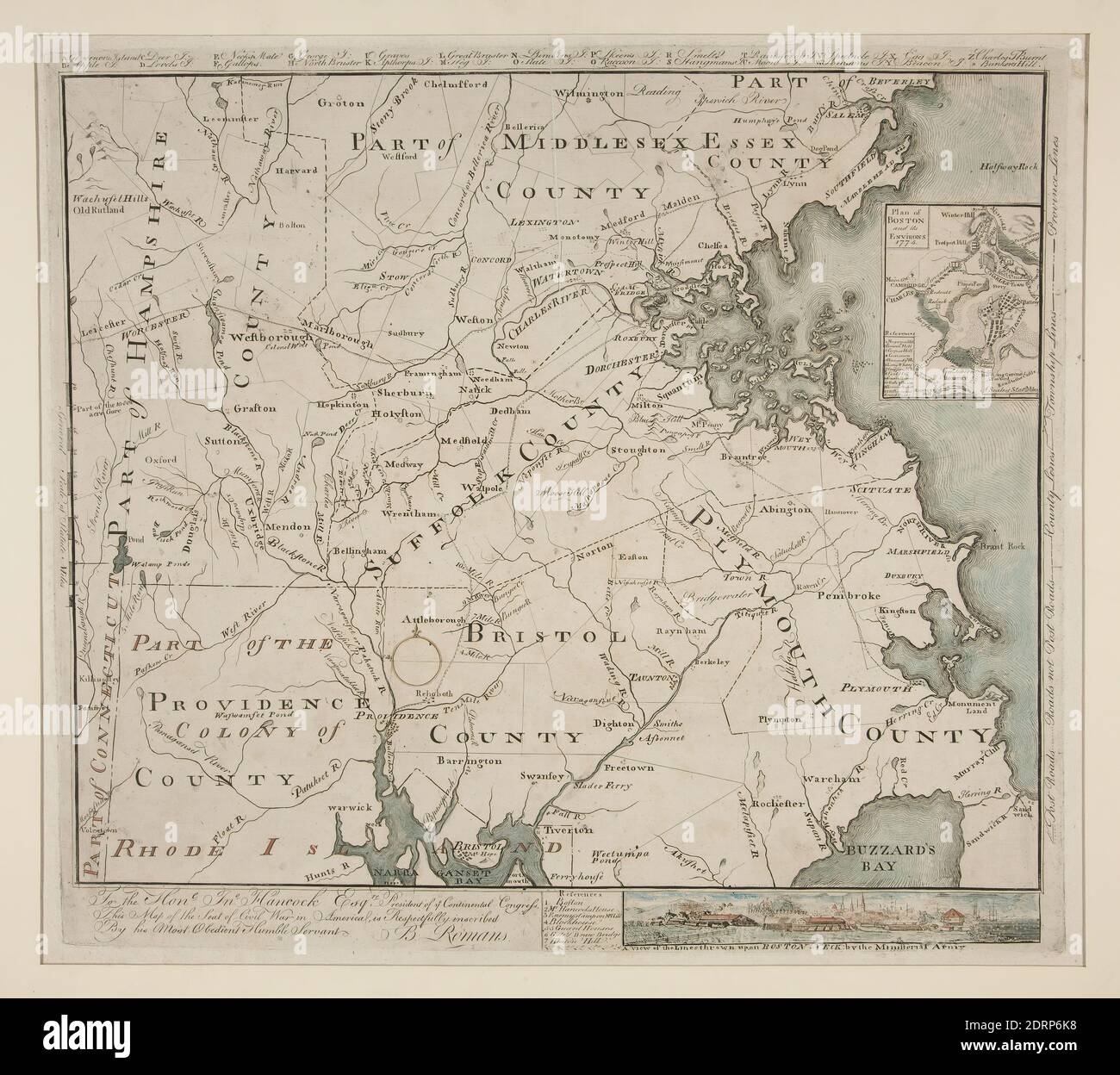 Stampa su tela Moderna mappa di Boston orizzontale 3:2 su