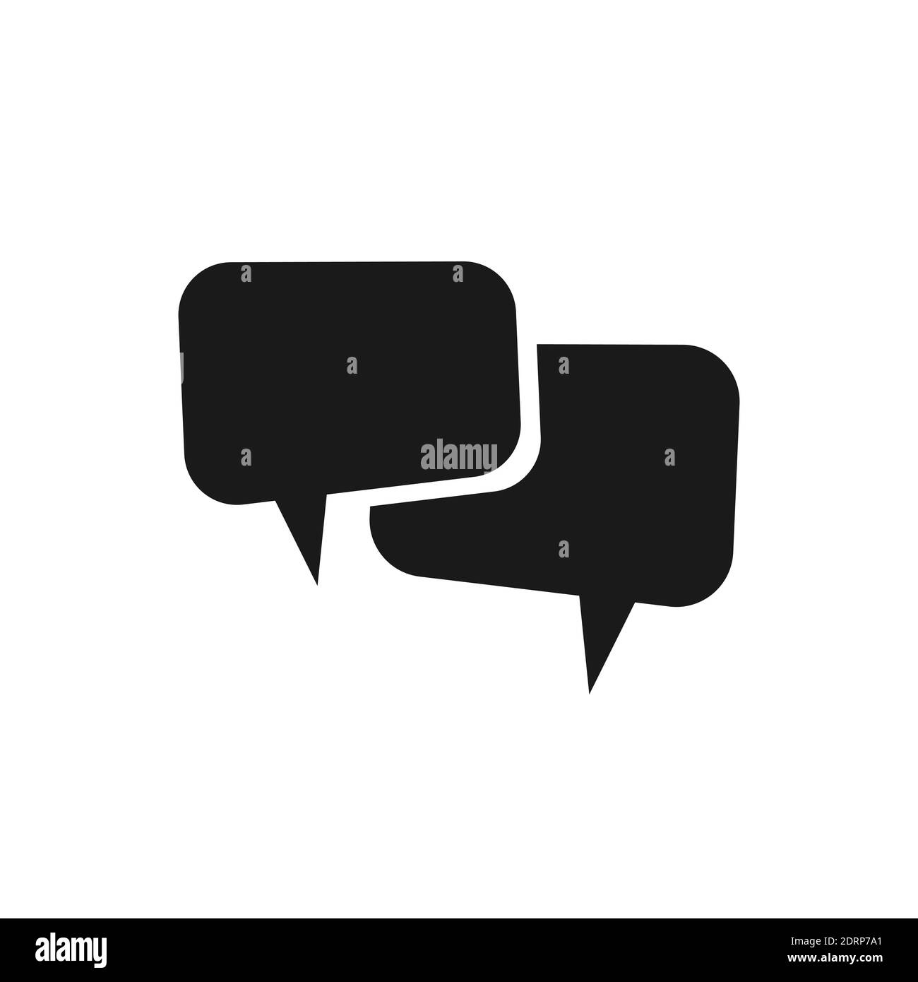 due bolle di conversazione di chat isolate su sfondo bianco. Icona piatta vettore. Finestra di dialogo, forum, simbolo del messaggio. Conclusione, comunicazione, quadro dell'istruzione. Illustrazione Vettoriale