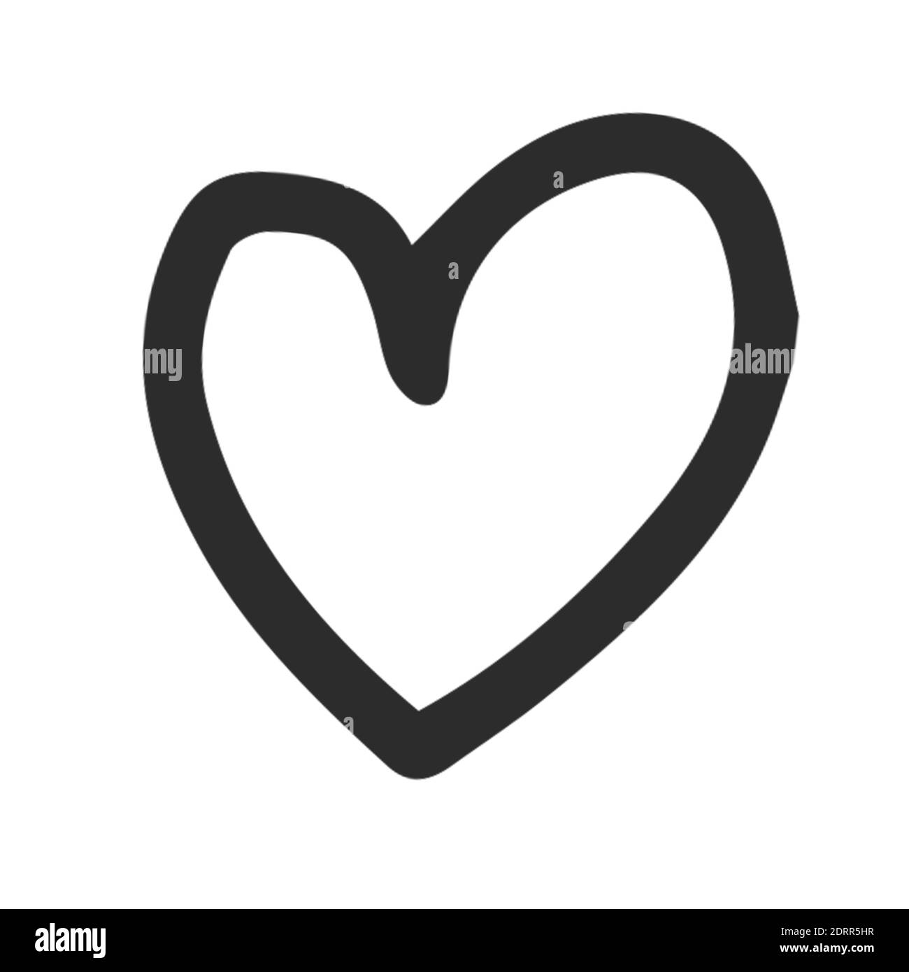 Grande set di vari modelli di cuore - semplici cuori dal design piatto con volti carini, pennello disegnato Foto Stock