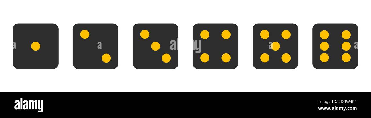 Set di cubi di gioco isolati su sfondo bianco, dadi semplici icone Illustrazione Vettoriale