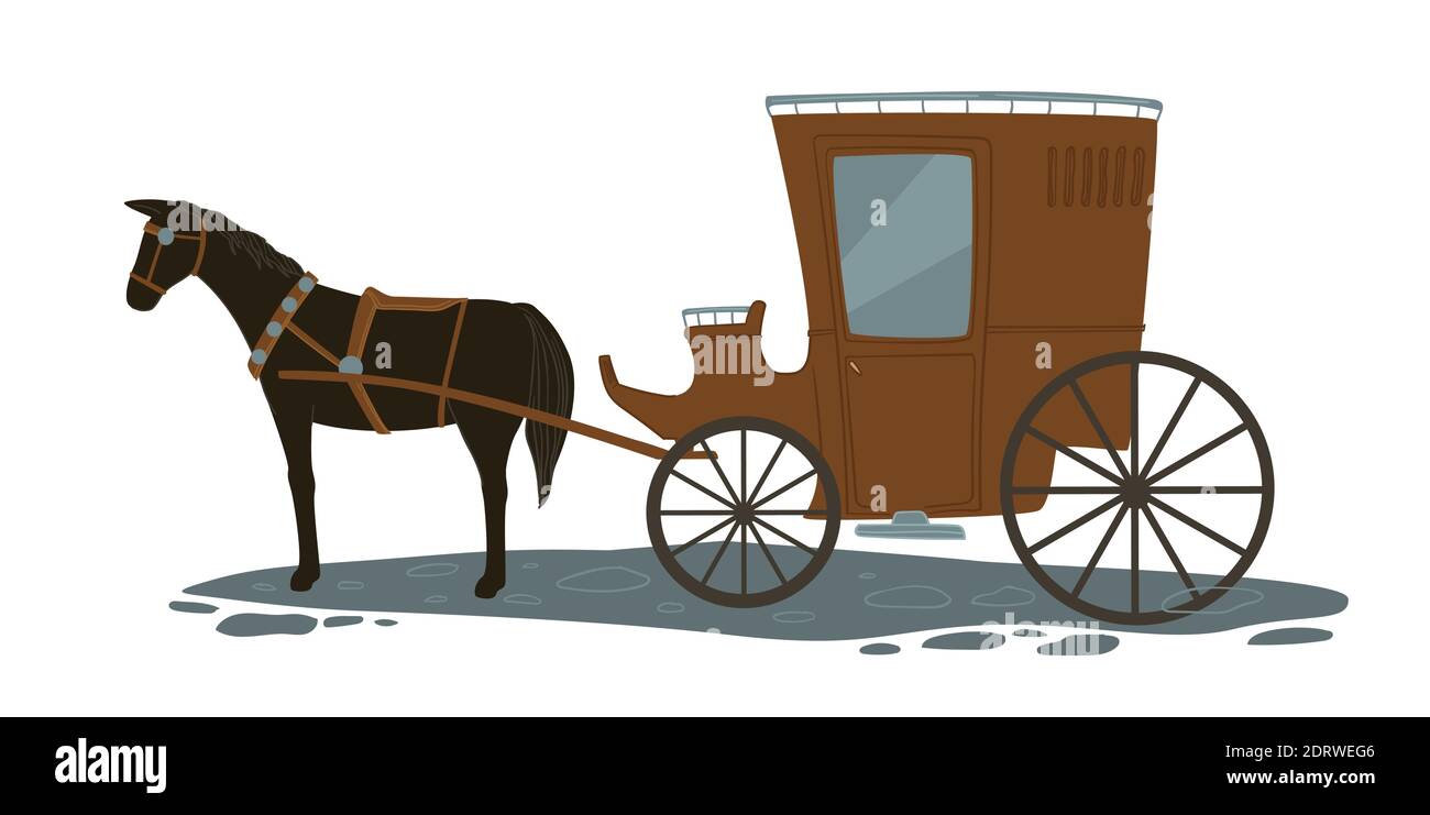 Carrozza trainante, vettore di trasporto vintage Illustrazione Vettoriale