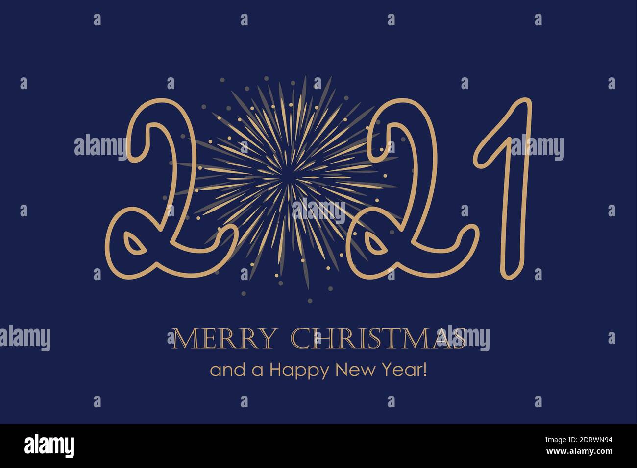 Felice anno nuovo 2021 tipografia con fuochi d'artificio vettore illustrazione EPS10 Illustrazione Vettoriale