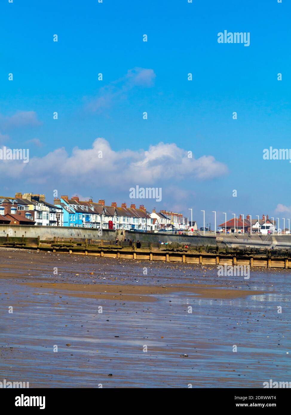 Vista sulla spiaggia verso Hornsea, una località balneare Nell'East Riding dello Yorkshire Inghilterra UK Foto Stock