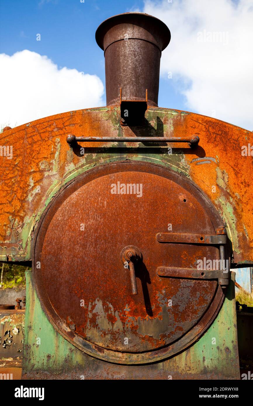 Una vecchia locomotiva a vapore 0-6-0 arrugginita al Tanfield Railway Museum, Gateshead, Tyne and Wear, Regno Unito, Foto Stock