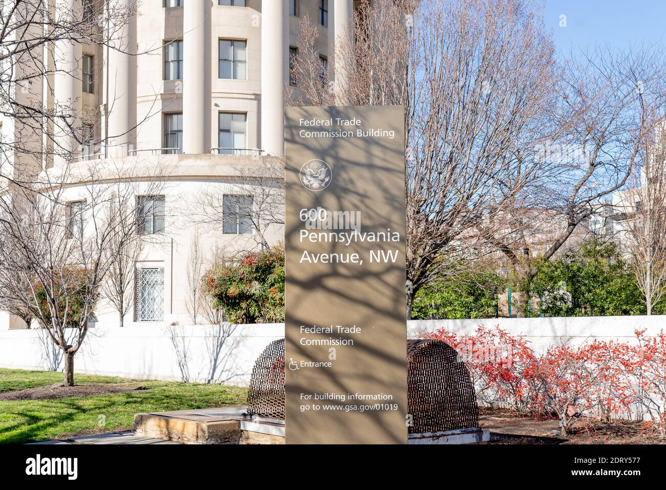 Washington, DC, USA - 12 gennaio 2020: Il segno della Federal Trade Commission FTC a Washington DC Foto Stock