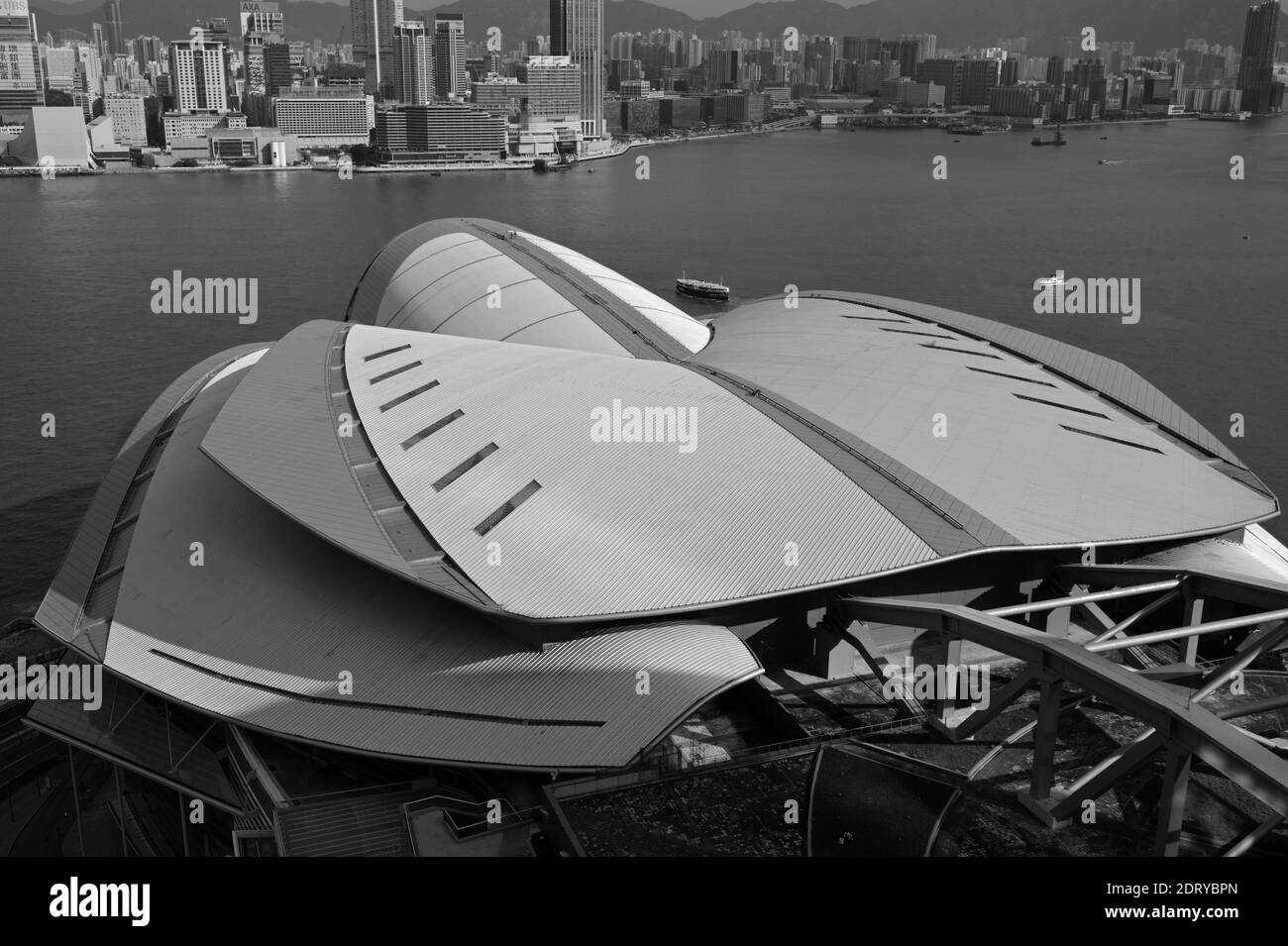 Punti di riferimento di Hong Kong - il Centro Convegni ed Esposizioni e lo Star Ferry (aereo), WAN Chai North CN Foto Stock