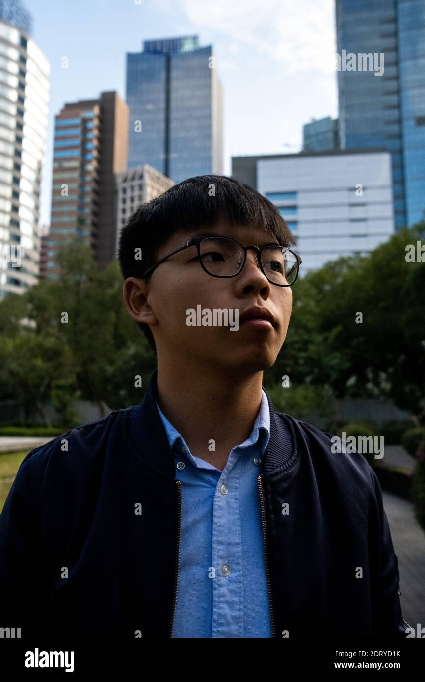 HONG KONG - RITRATTO - JOSHUA WONG Ritratto di Joshua Wong, leader di Hong Kong de l'Opportunity democratique à la Republique Populaire de Chine. Portr Foto Stock