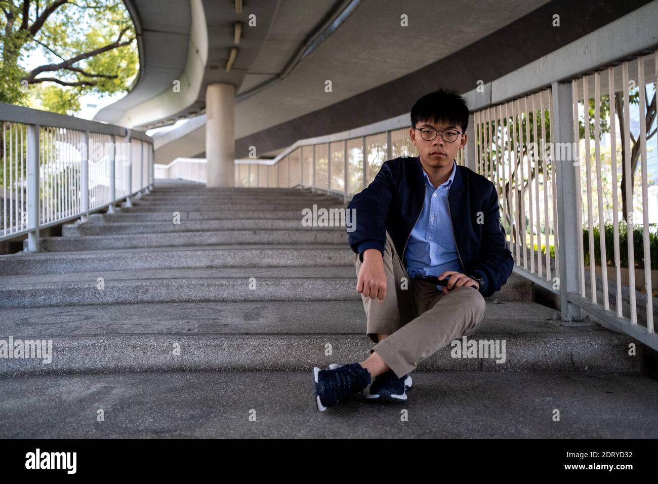 HONG KONG - RITRATTO - JOSHUA WONG Ritratto di Joshua Wong, leader di Hong Kong de l'Opportunity democratique à la Republique Populaire de Chine. Portr Foto Stock