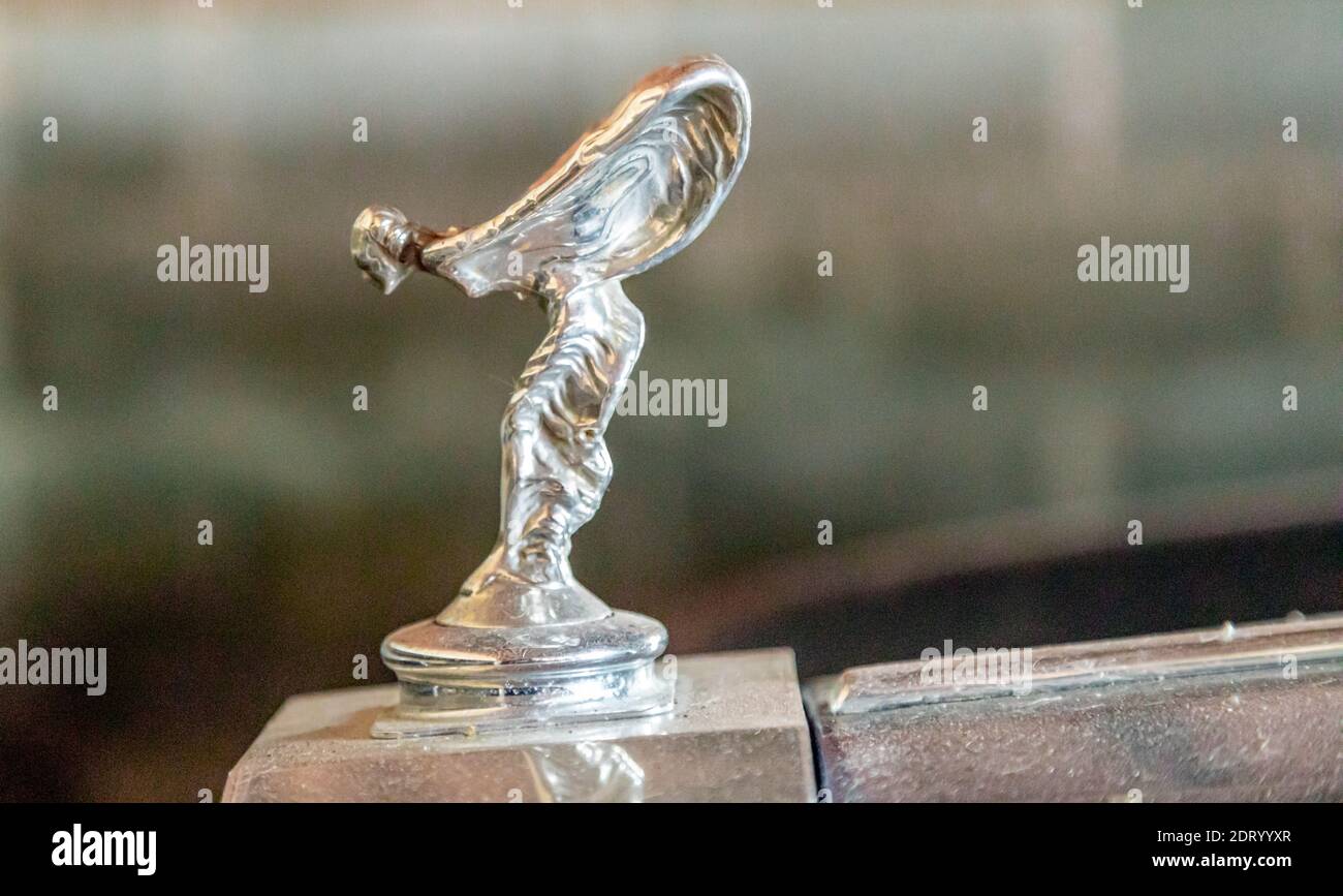 Immagine dettagliata di una mascotte del radiatore Rolls Royce, Spirit of Ecstasy Foto Stock
